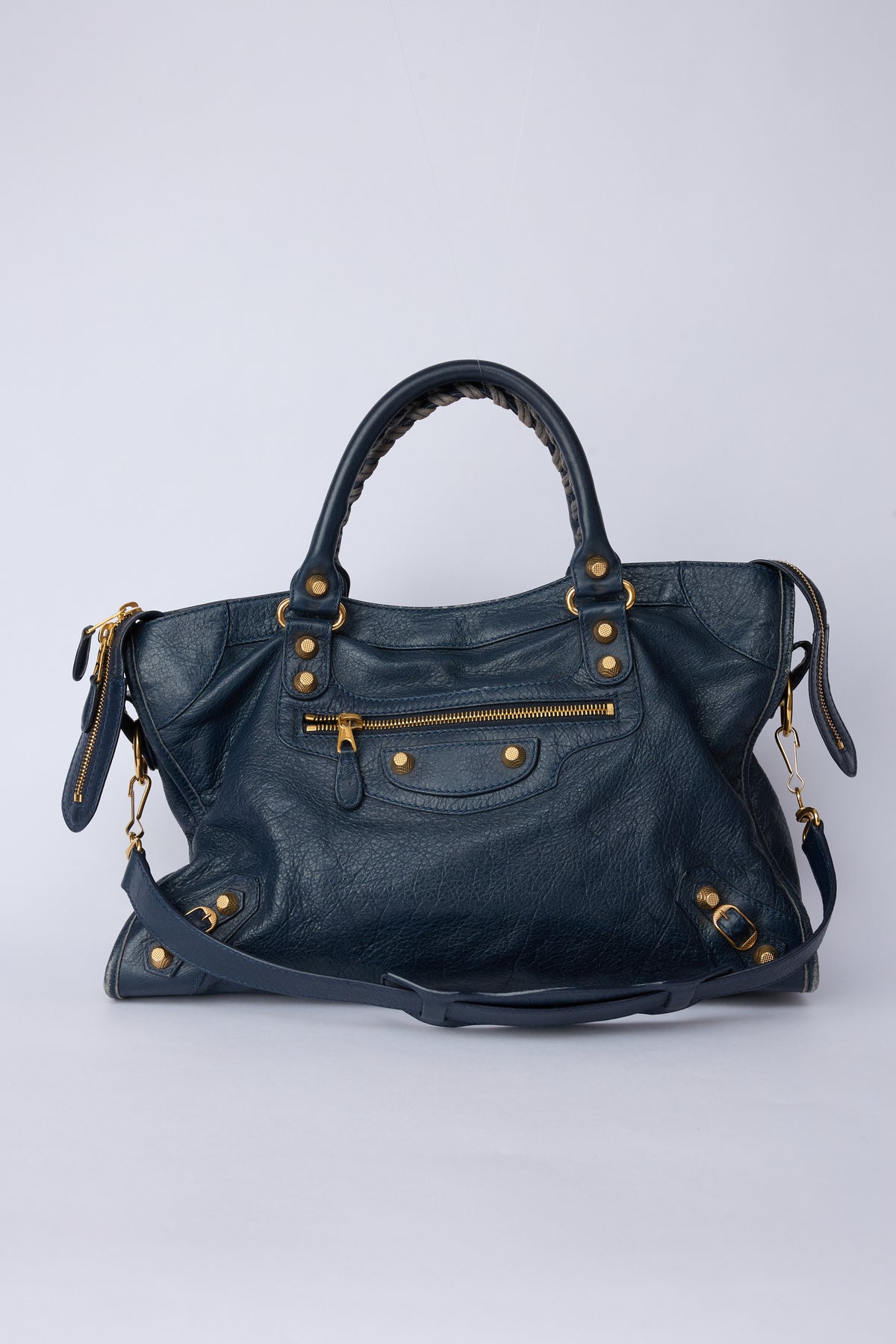 BALENCIAGA NAVY BLUE CITY GOLD HARDWARE