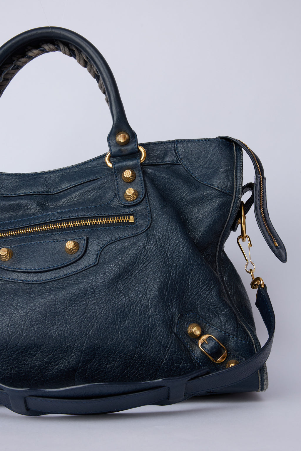 BALENCIAGA NAVY BLUE CITY GOLD HARDWARE