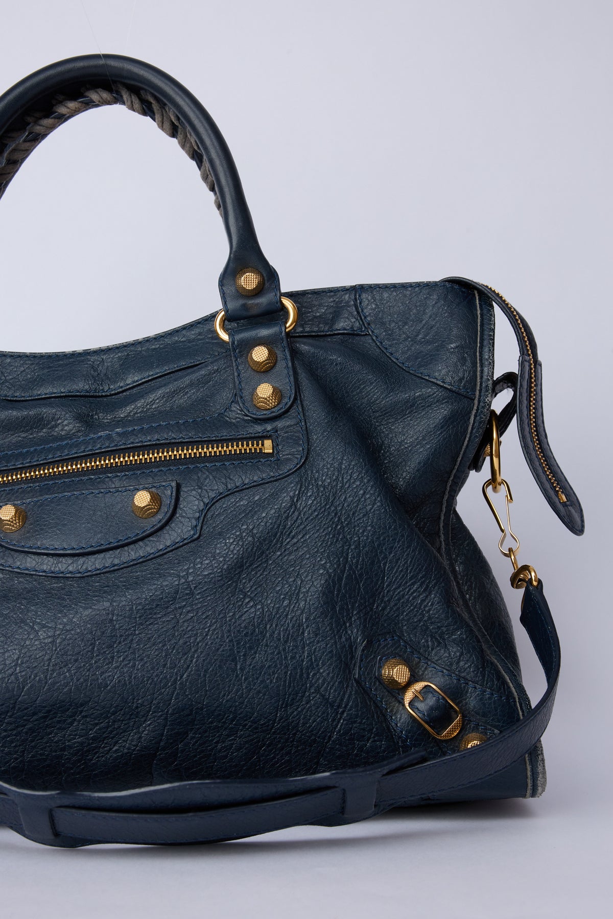 BALENCIAGA NAVY BLUE CITY GOLD HARDWARE