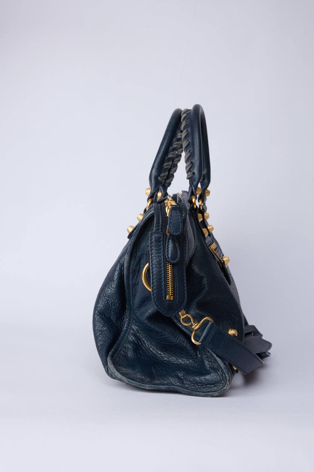 BALENCIAGA NAVY BLUE CITY GOLD HARDWARE