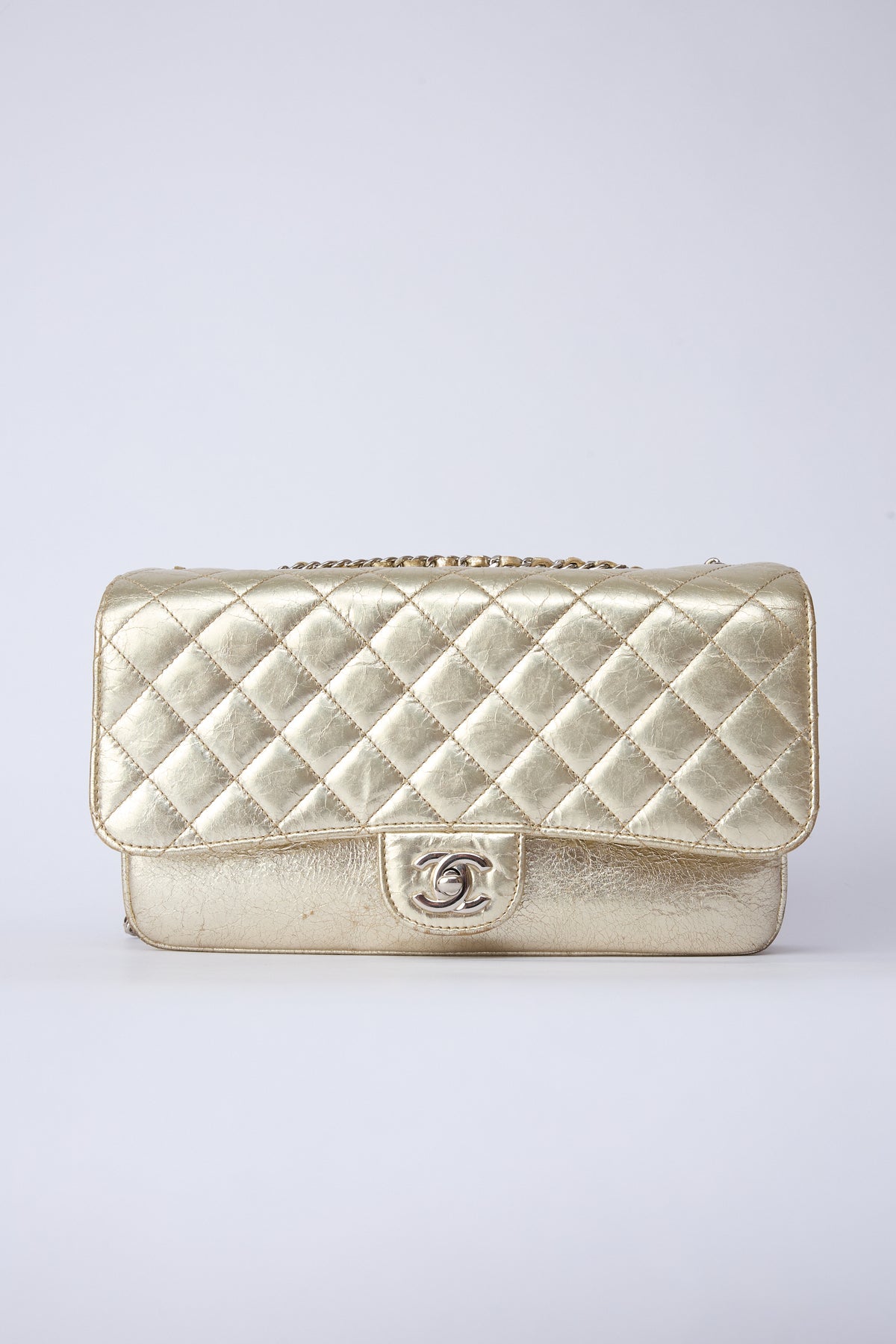 CHANEL METALLIC ACCORDIAN FLAP