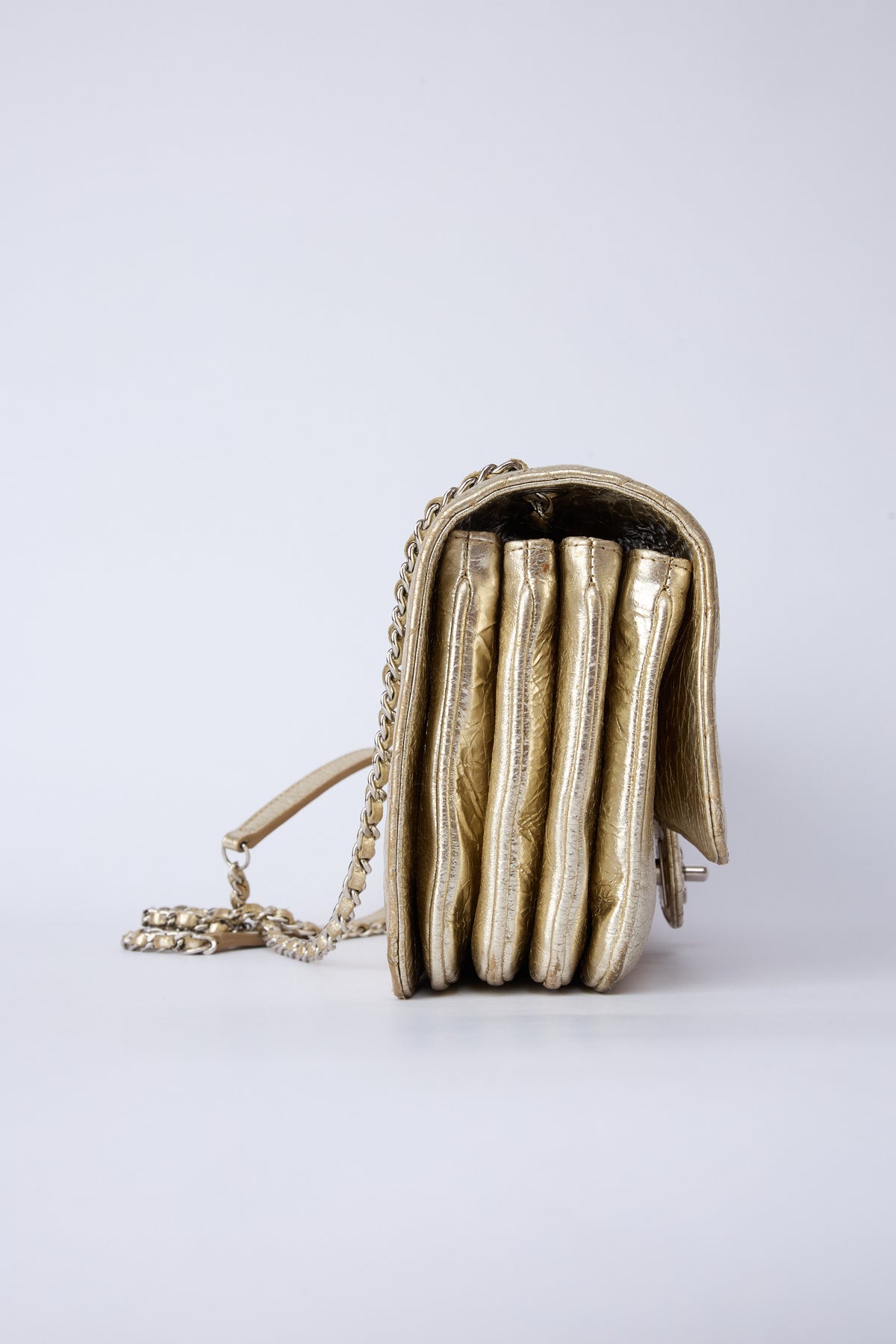 CHANEL METALLIC ACCORDIAN FLAP