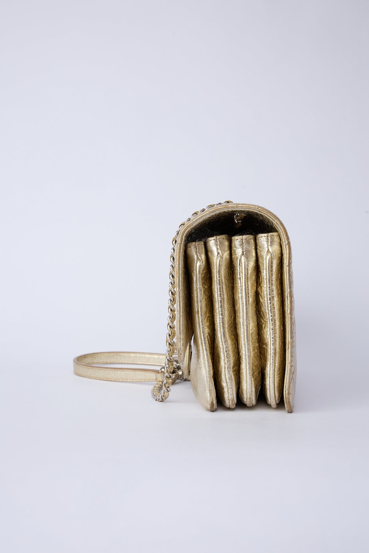 CHANEL METALLIC ACCORDIAN FLAP
