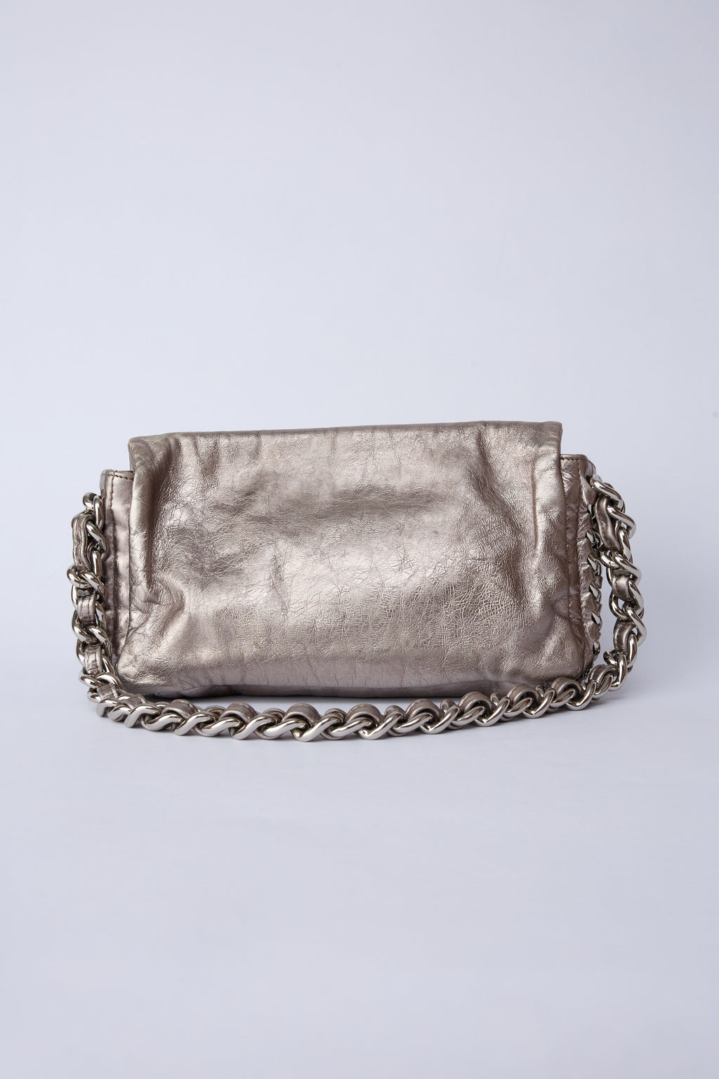 CHANEL SILVER METALLIC POCHETTE