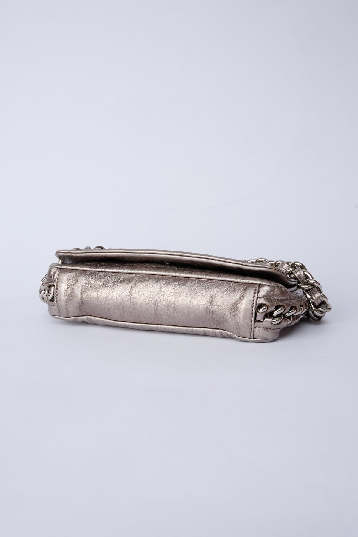 CHANEL SILVER METALLIC POCHETTE