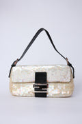 FENDI WHITE SEQUIN BAGUETTE