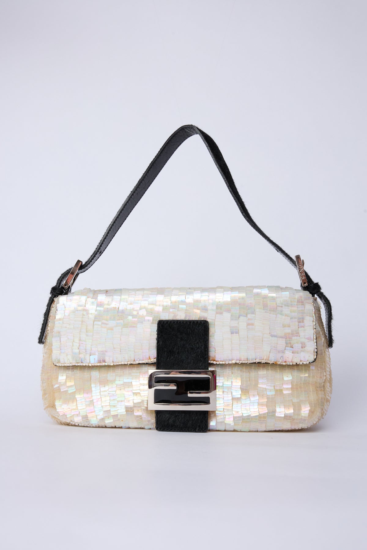 FENDI WHITE SEQUIN BAGUETTE