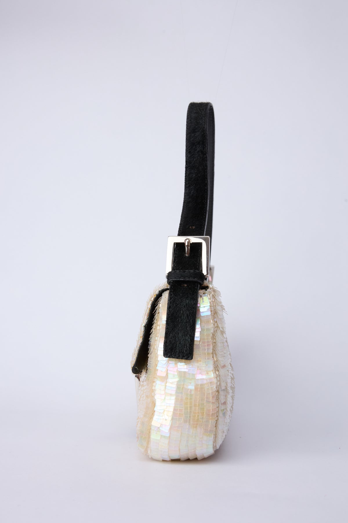 FENDI WHITE SEQUIN BAGUETTE