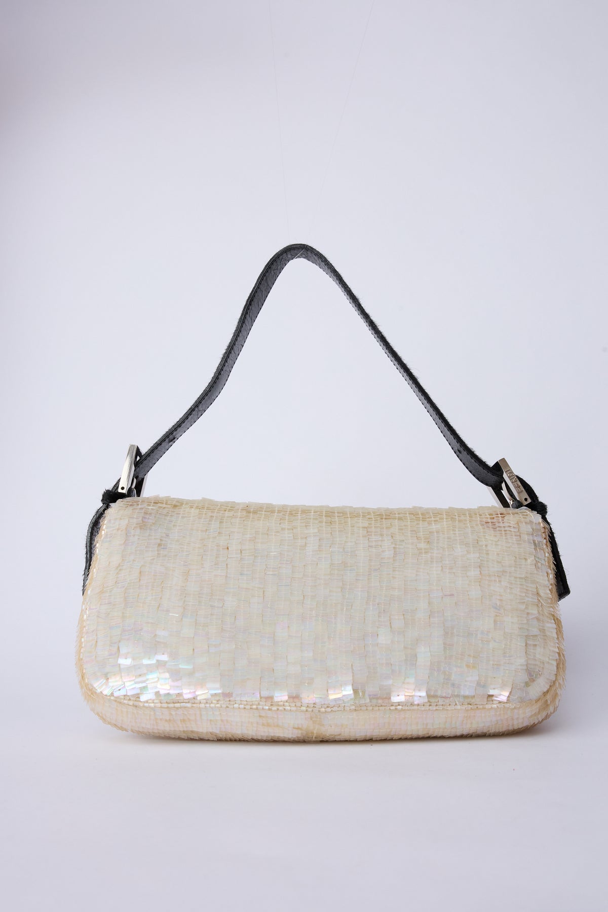 FENDI WHITE SEQUIN BAGUETTE