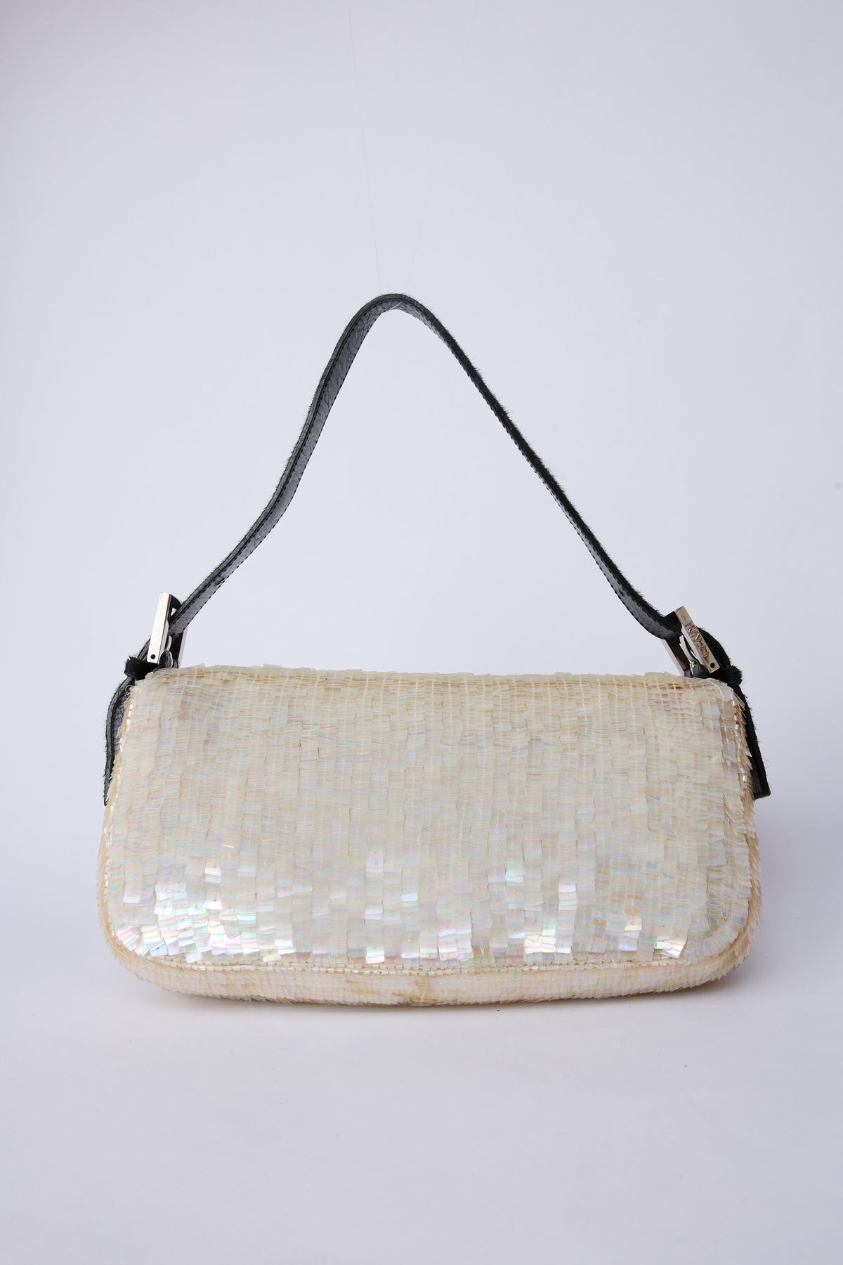 FENDI WHITE SEQUIN BAGUETTE