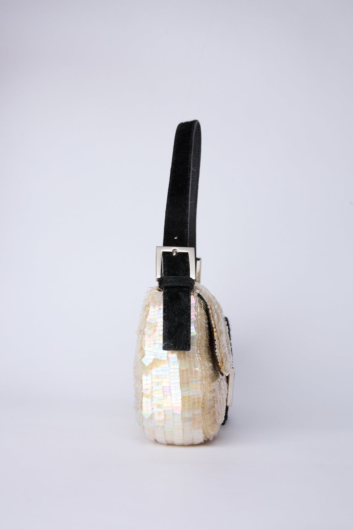 FENDI WHITE SEQUIN BAGUETTE