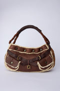 FENDI BROWN SHEARLING HOBO BAG