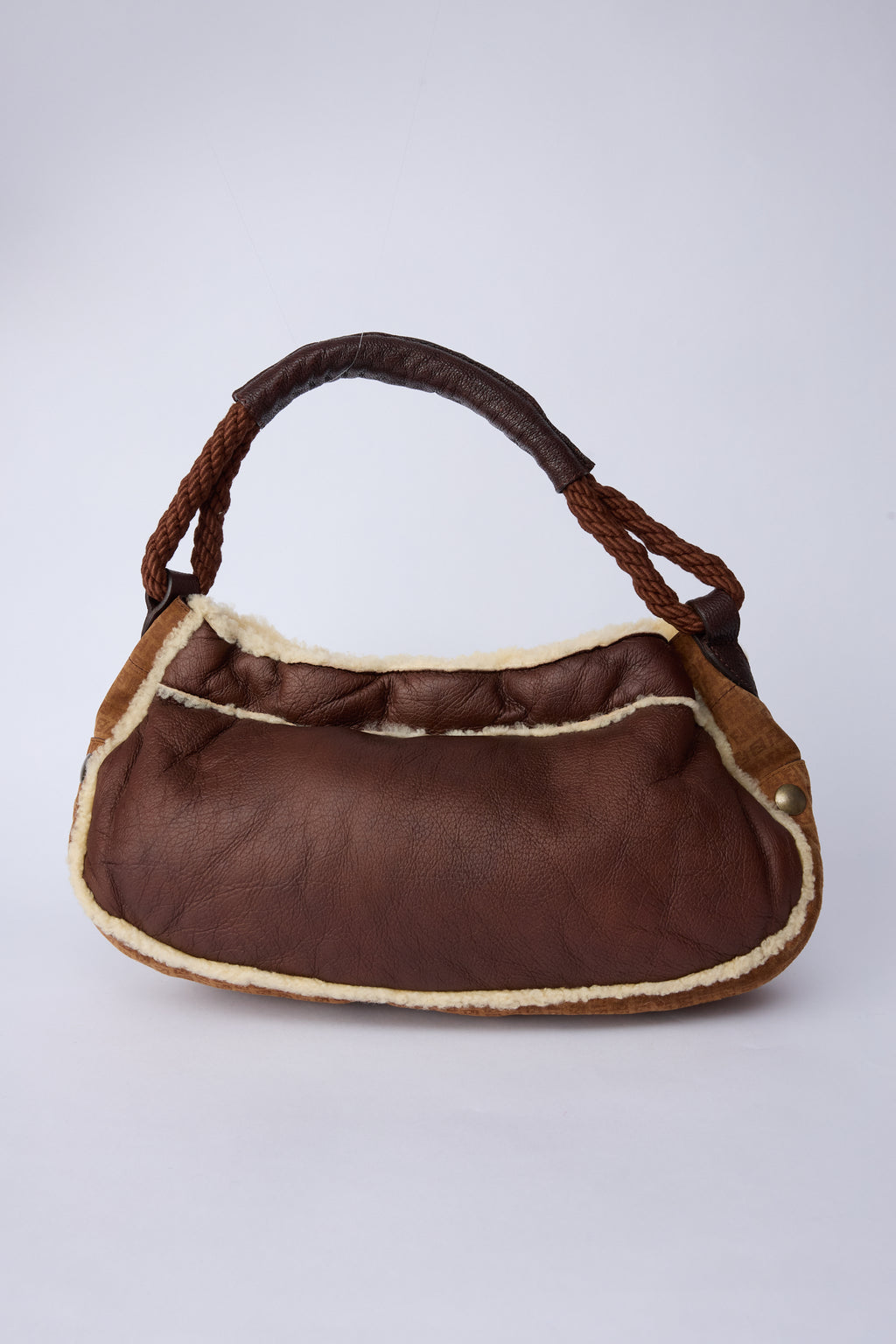 FENDI BROWN SHEARLING HOBO BAG