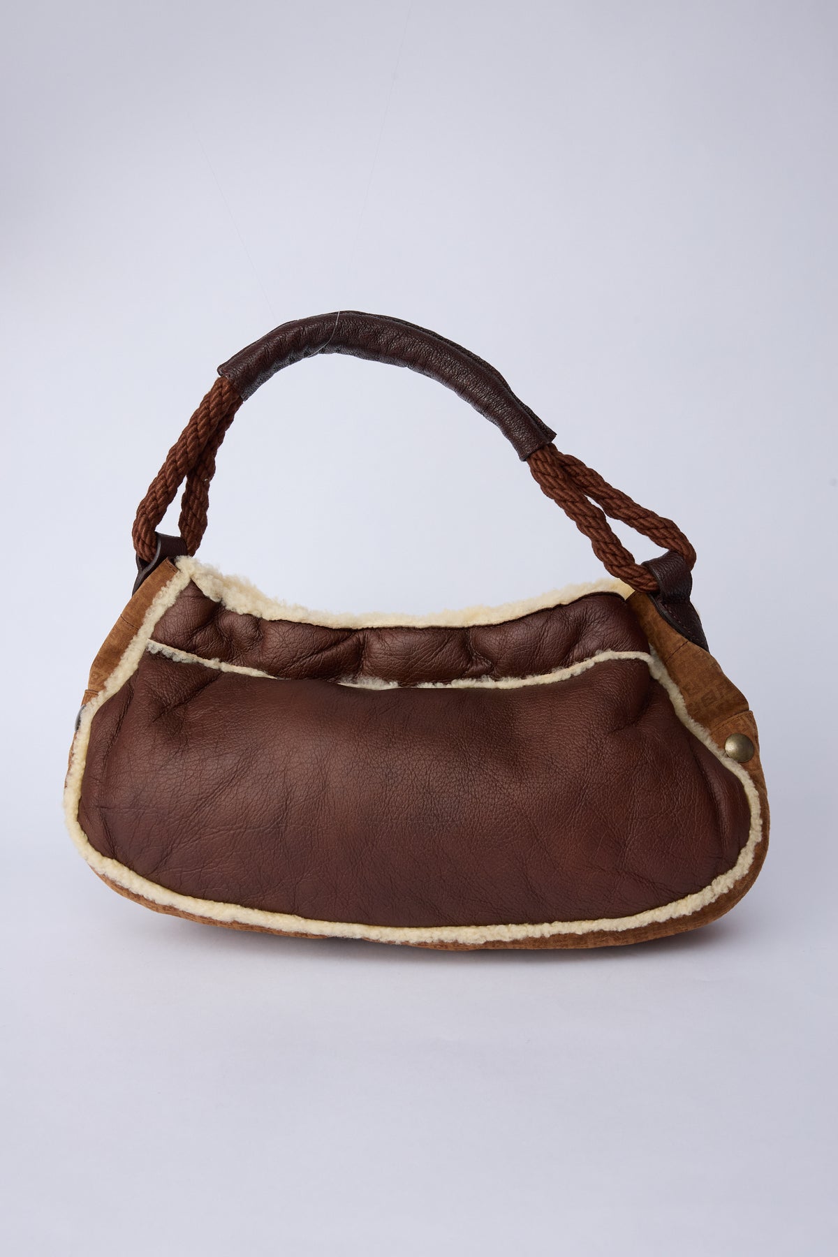 FENDI BROWN SHEARLING HOBO BAG