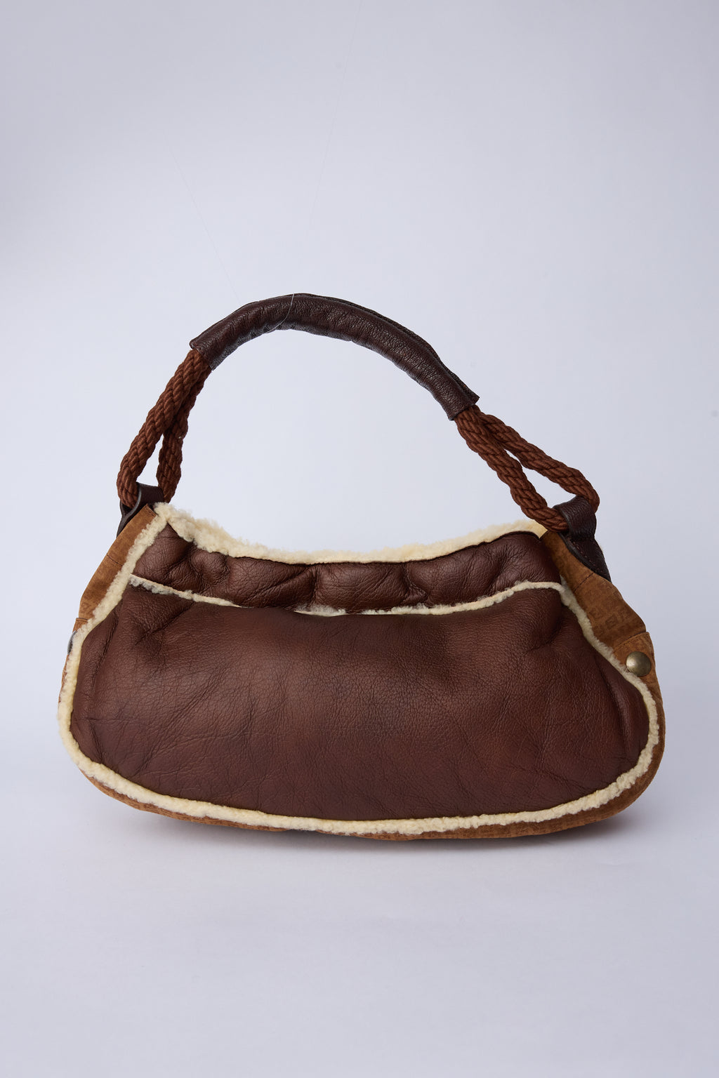 FENDI BROWN SHEARLING HOBO BAG