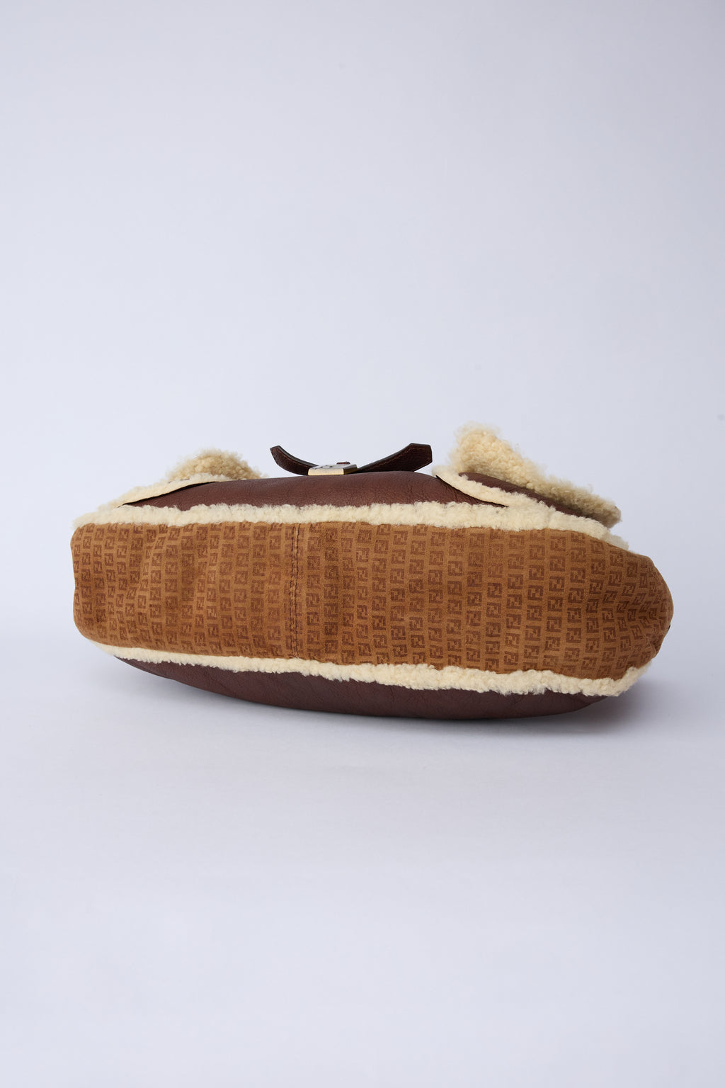 FENDI BROWN SHEARLING HOBO BAG
