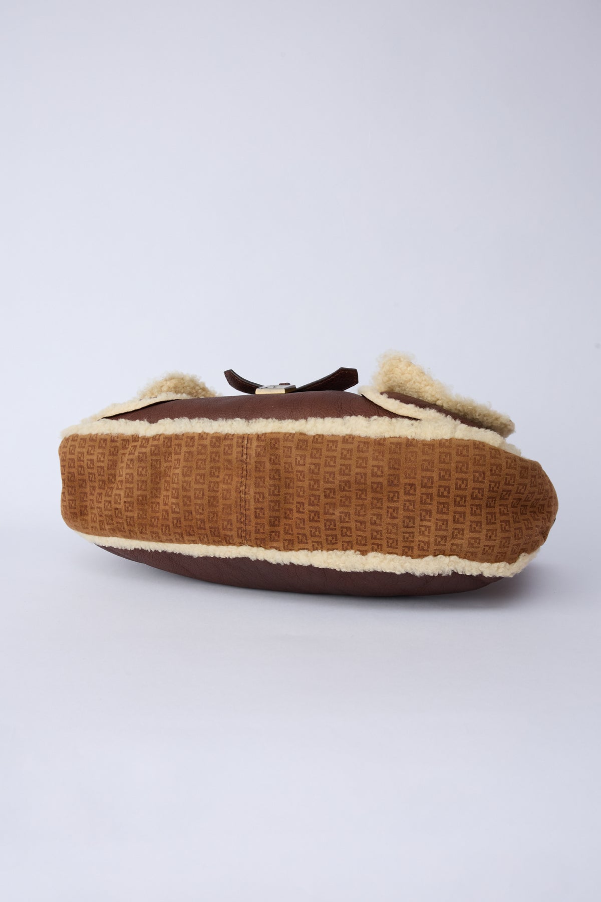 FENDI BROWN SHEARLING HOBO BAG