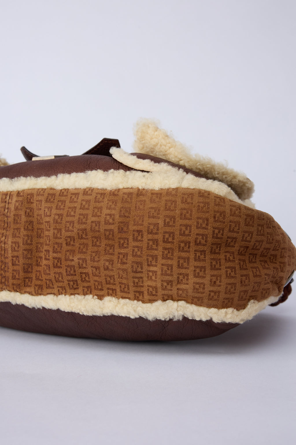 FENDI BROWN SHEARLING HOBO BAG