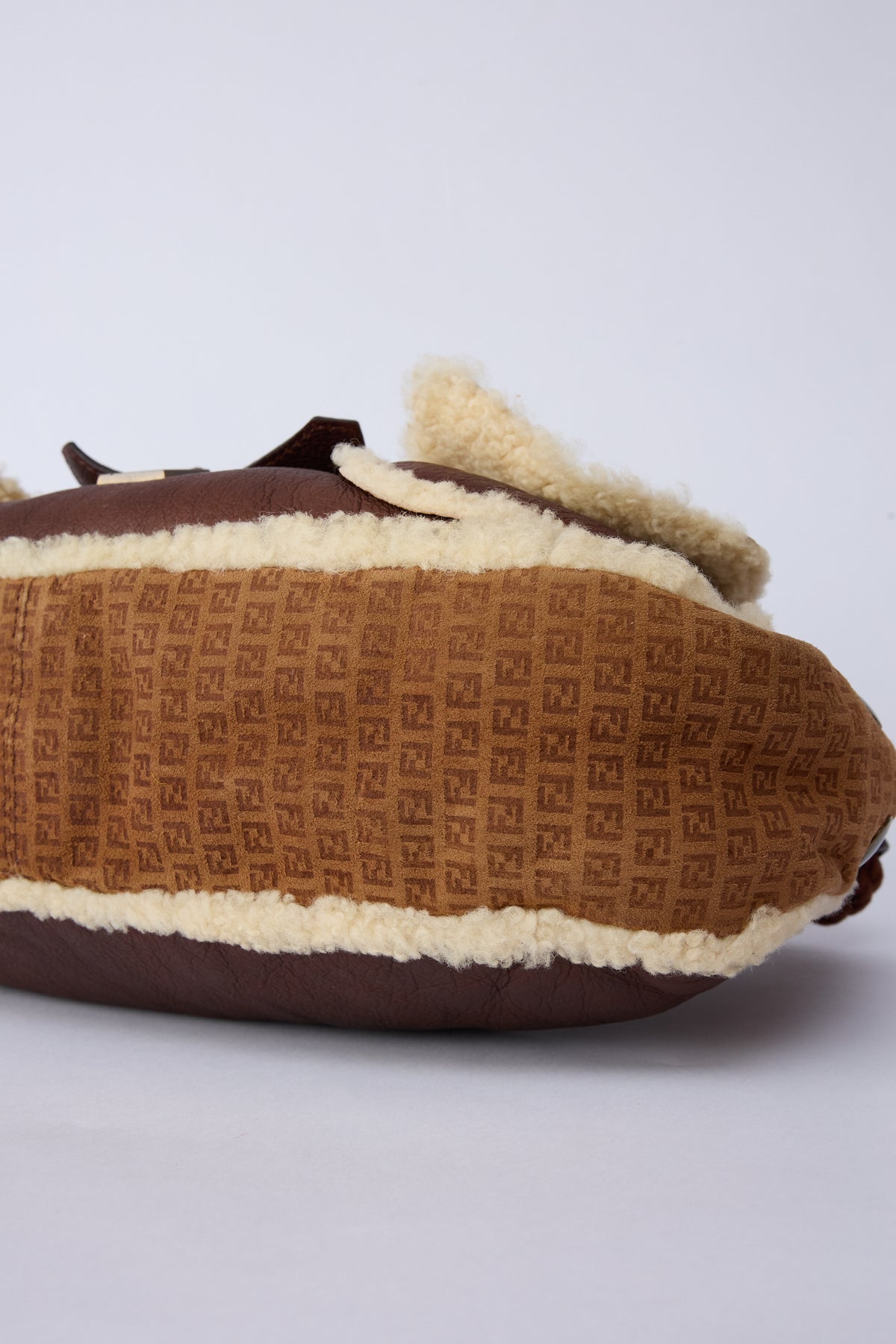 FENDI BROWN SHEARLING HOBO BAG