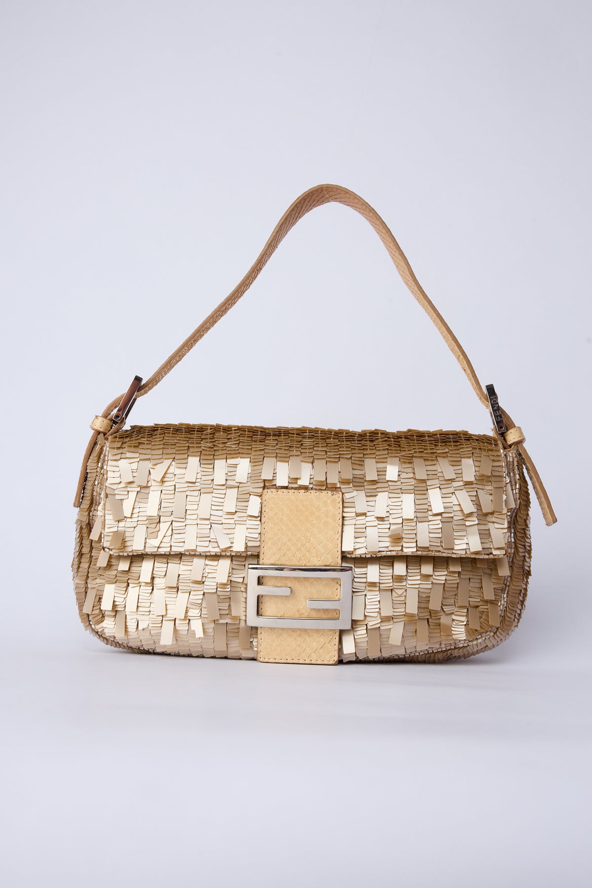 FENDI CHAMPAGNE SEQUIN BAGUETTE