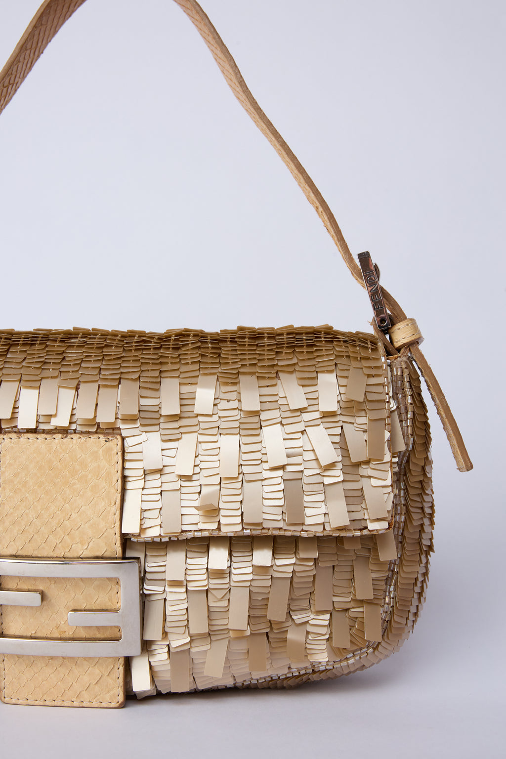 FENDI CHAMPAGNE SEQUIN BAGUETTE