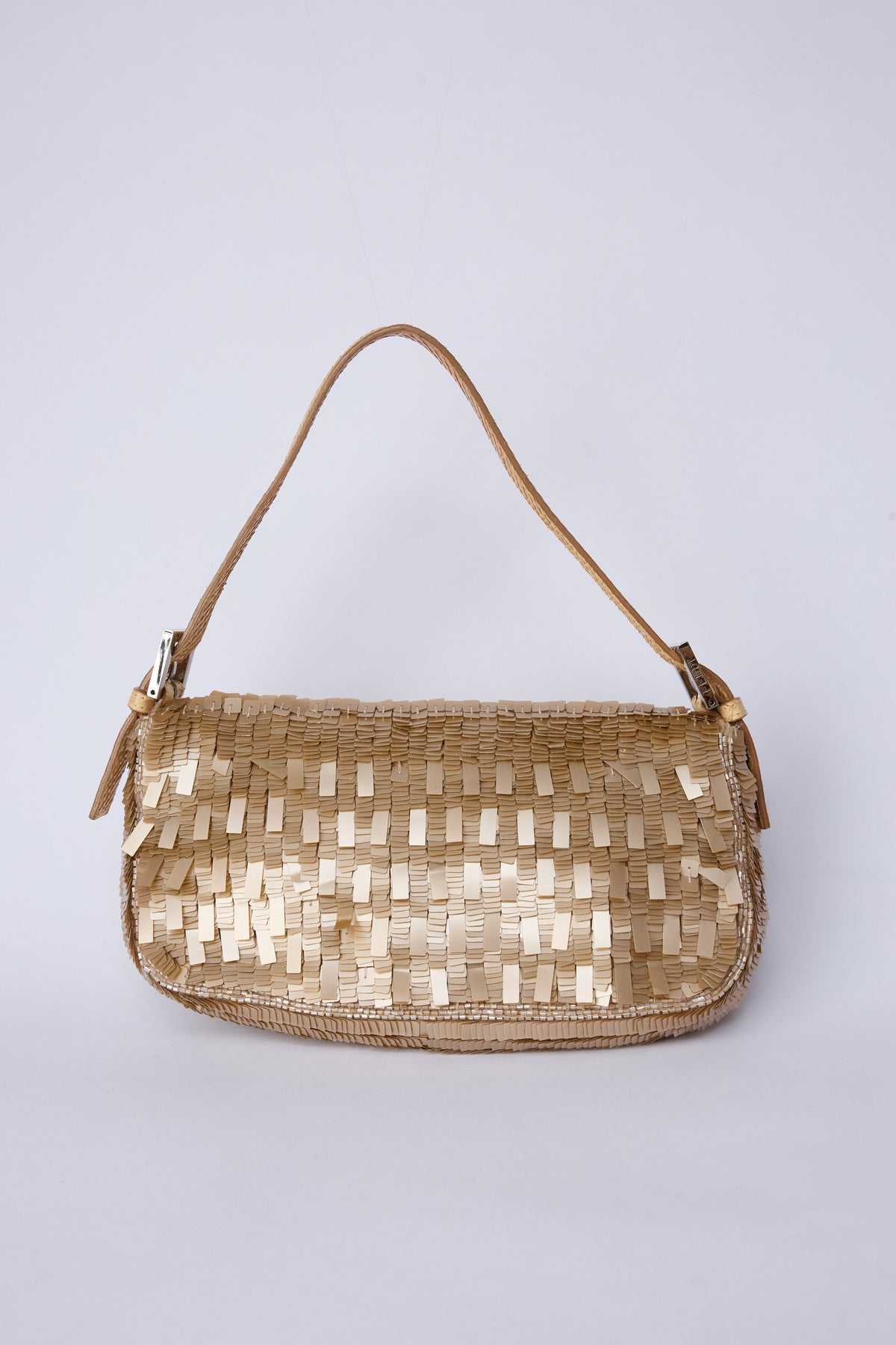 FENDI CHAMPAGNE SEQUIN BAGUETTE