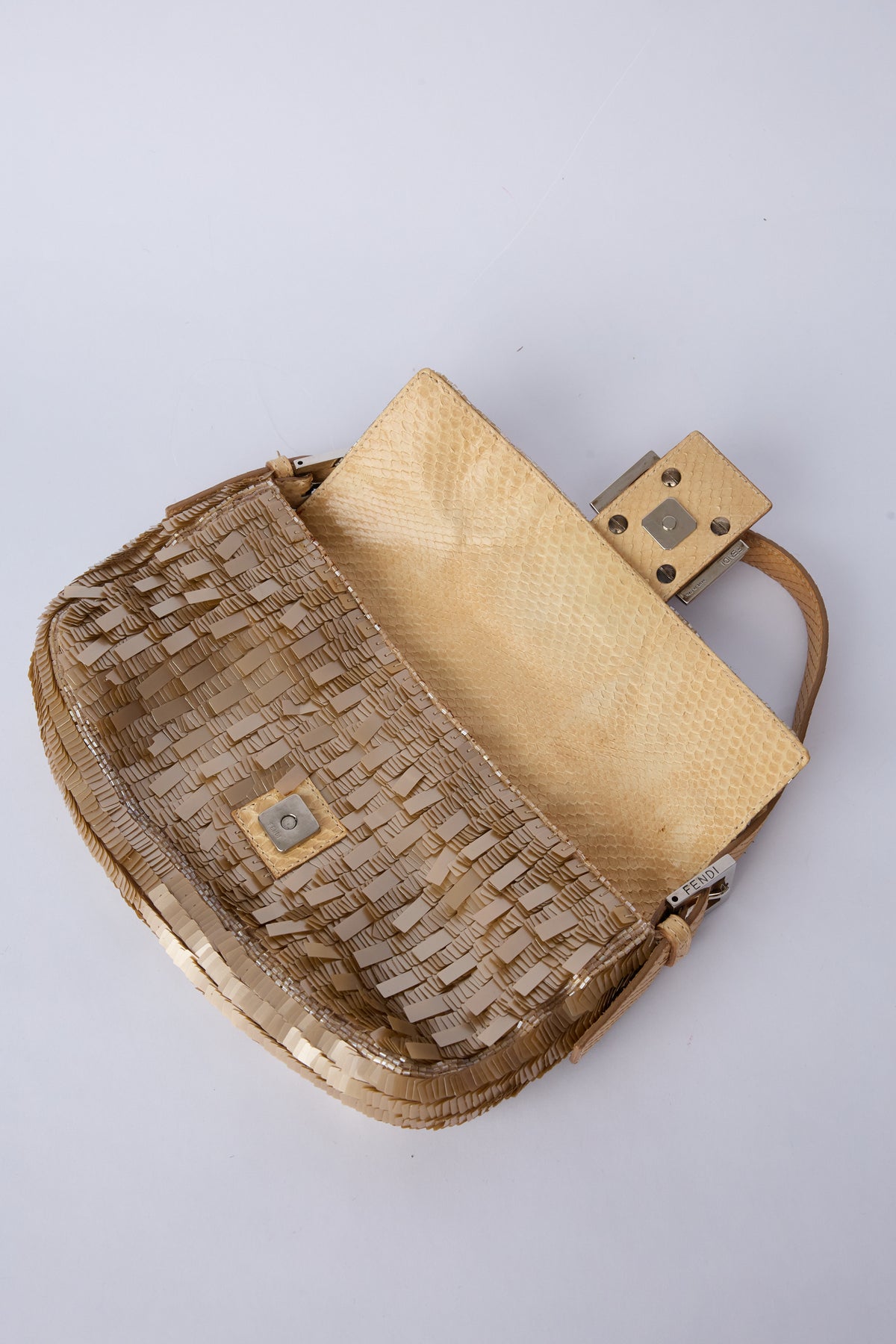 FENDI CHAMPAGNE SEQUIN BAGUETTE
