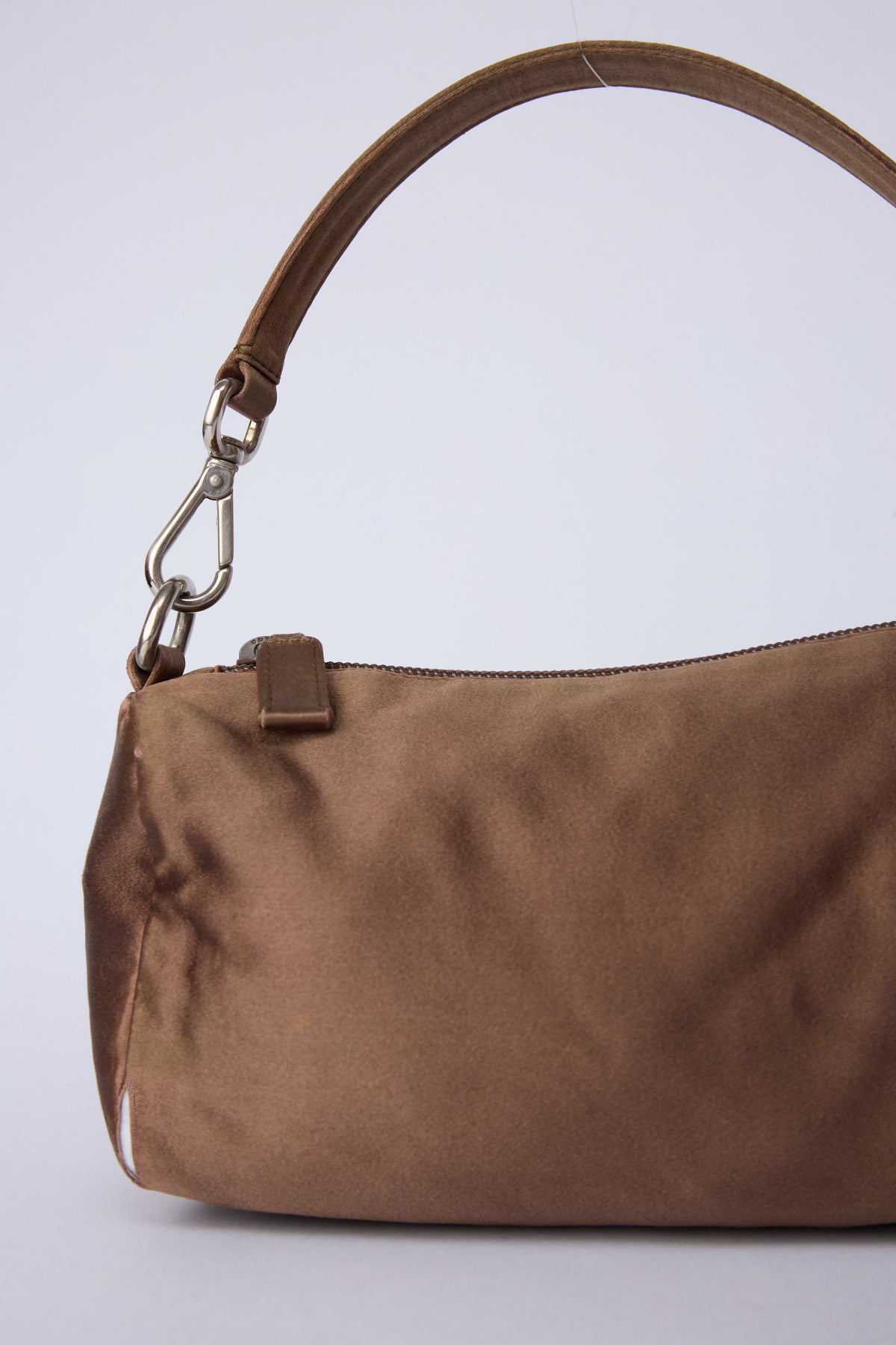 PRADA BROWN SATIN MINI POCHETTE