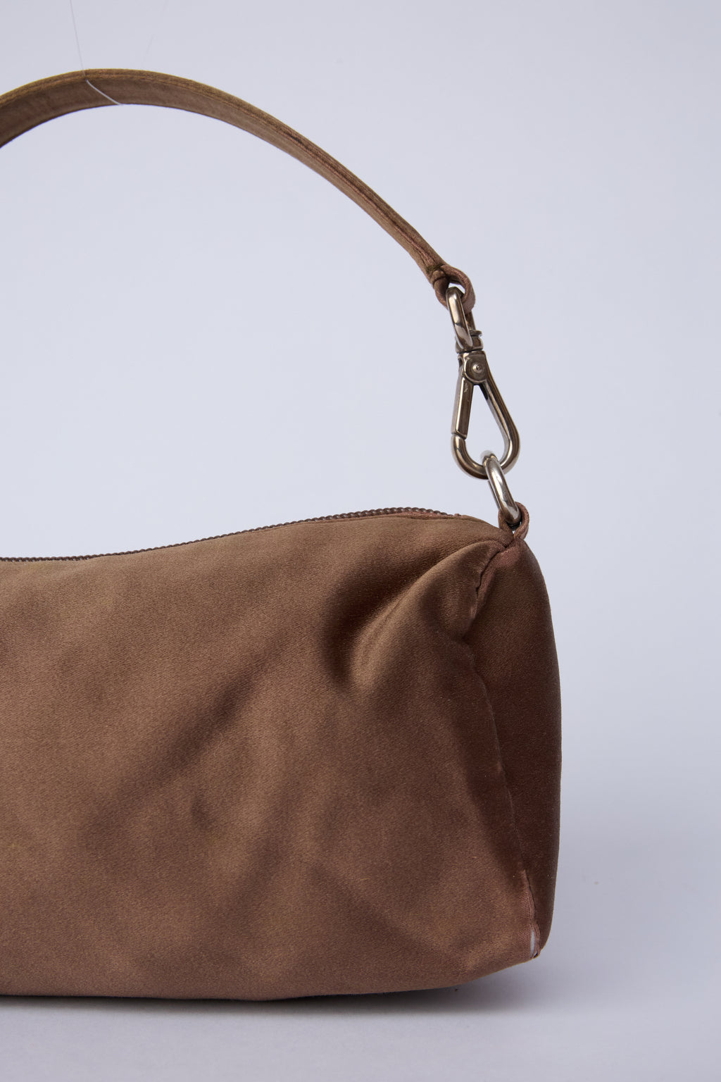 PRADA BROWN SATIN MINI POCHETTE