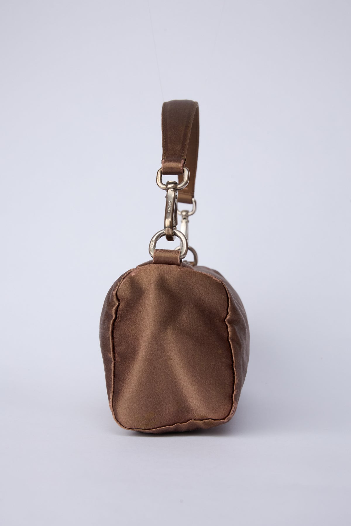 PRADA BROWN SATIN MINI POCHETTE