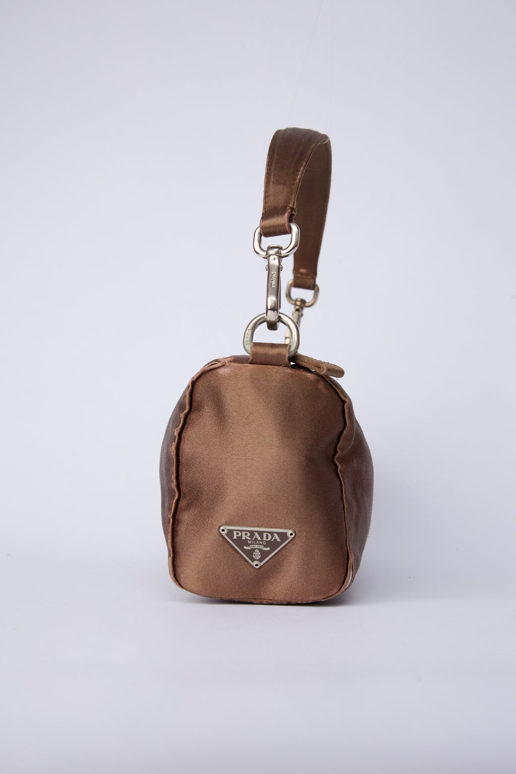 PRADA BROWN SATIN MINI POCHETTE