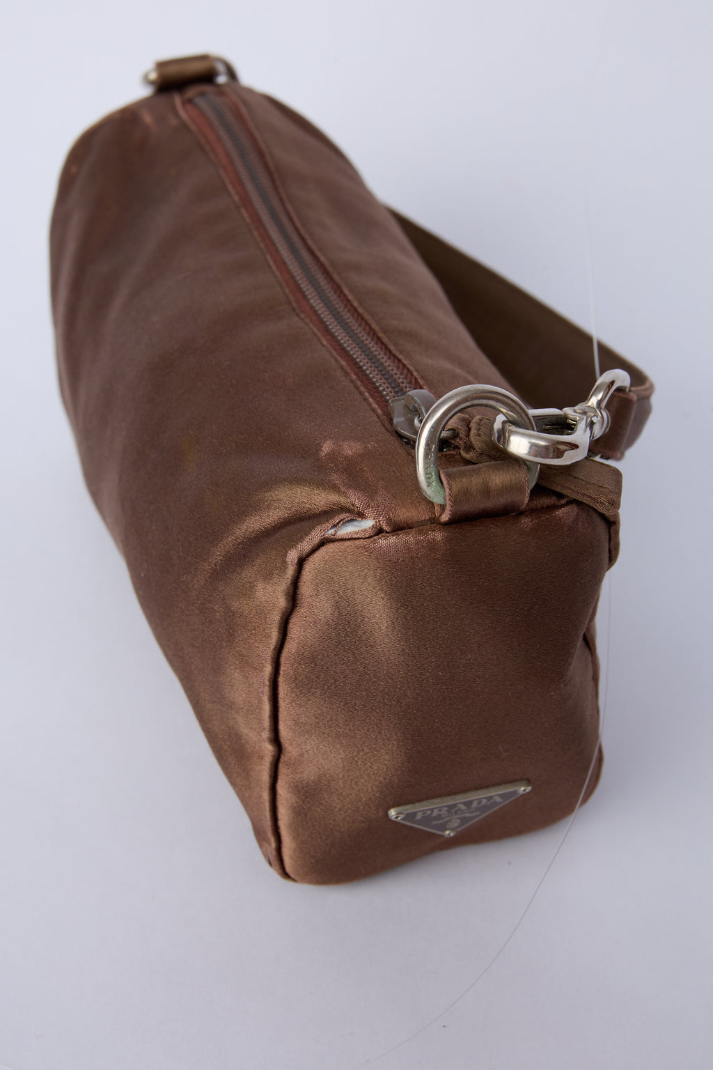 PRADA BROWN SATIN MINI POCHETTE