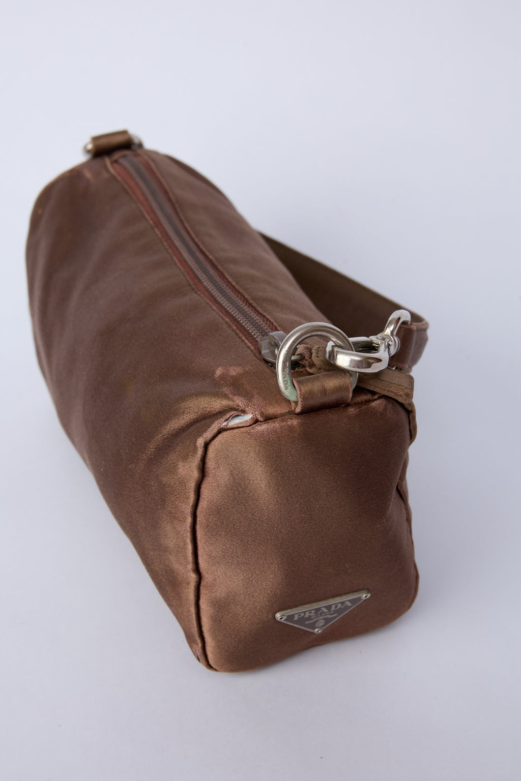 PRADA BROWN SATIN MINI POCHETTE