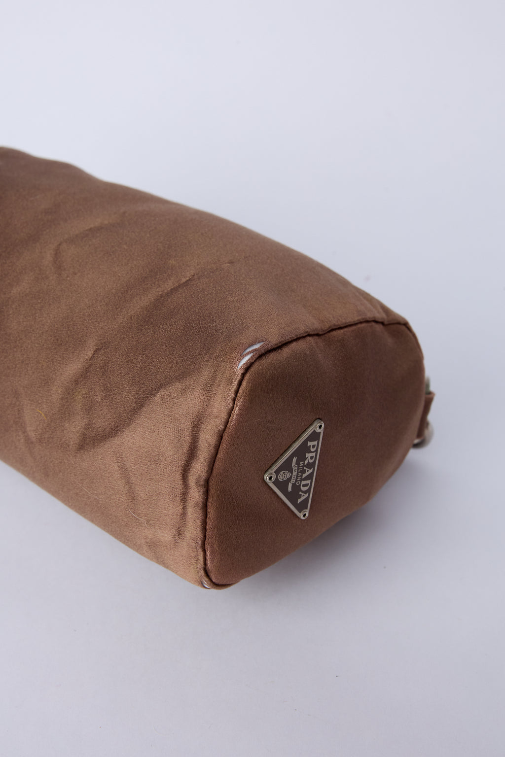 PRADA BROWN SATIN MINI POCHETTE