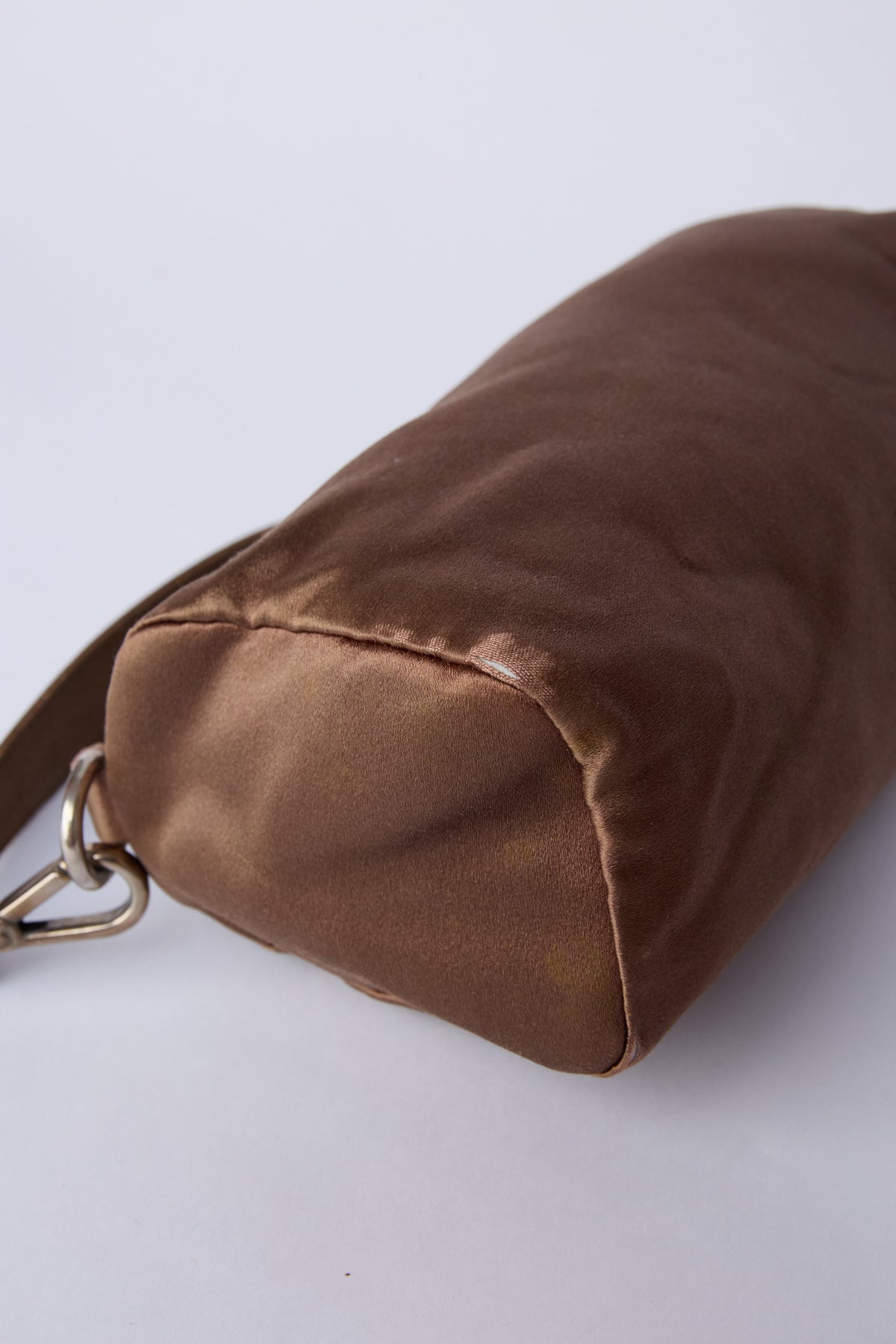 PRADA BROWN SATIN MINI POCHETTE