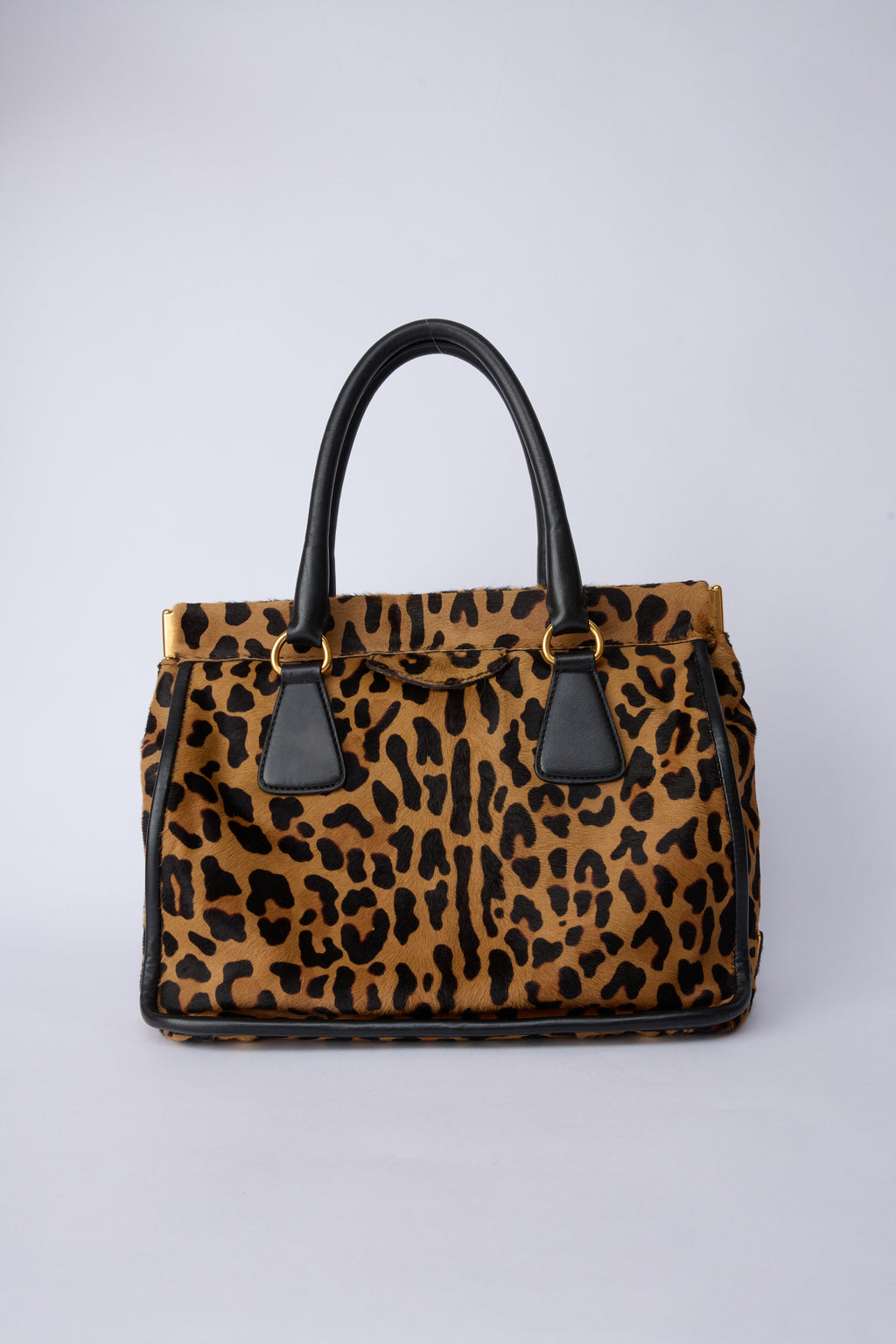 PRADA ANIMAL-PRINT PONY HAIR CAVALLINO TOP HANDLE BAG