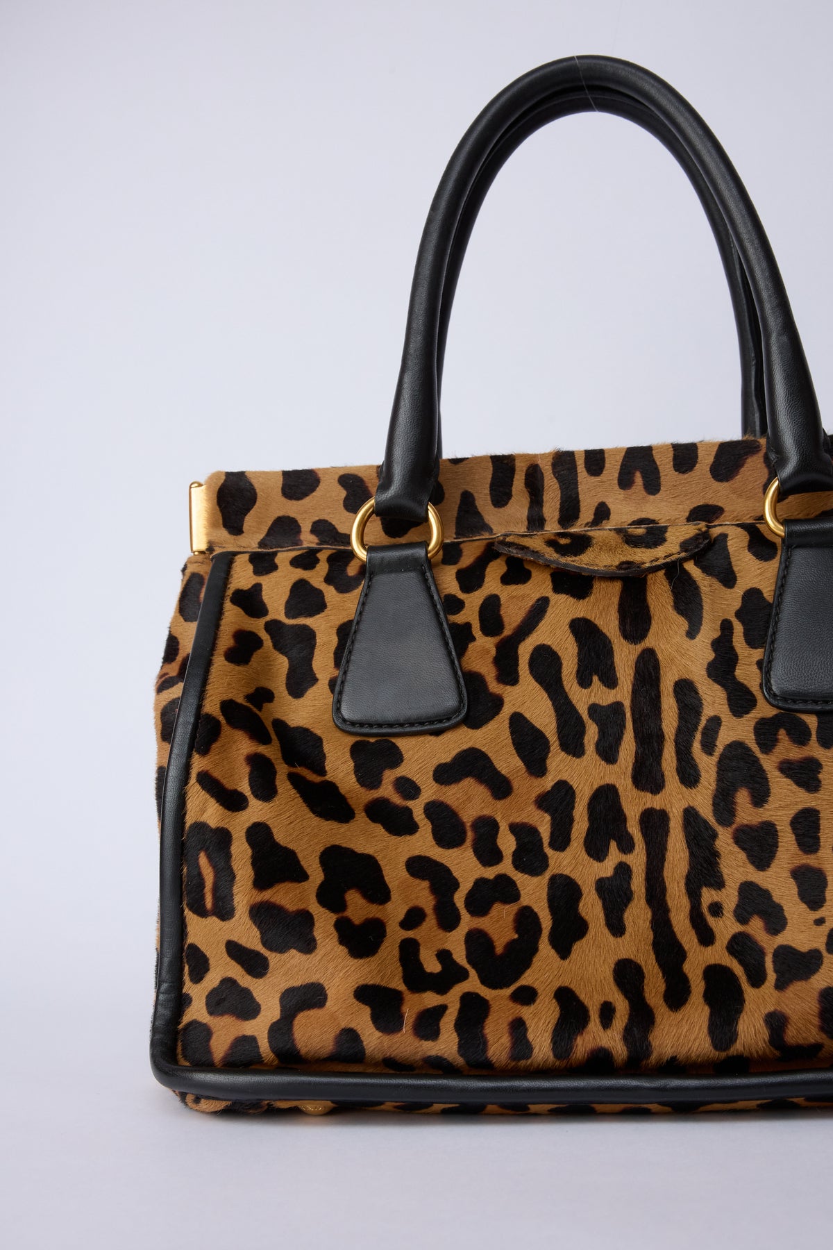 PRADA ANIMAL-PRINT PONY HAIR CAVALLINO TOP HANDLE BAG