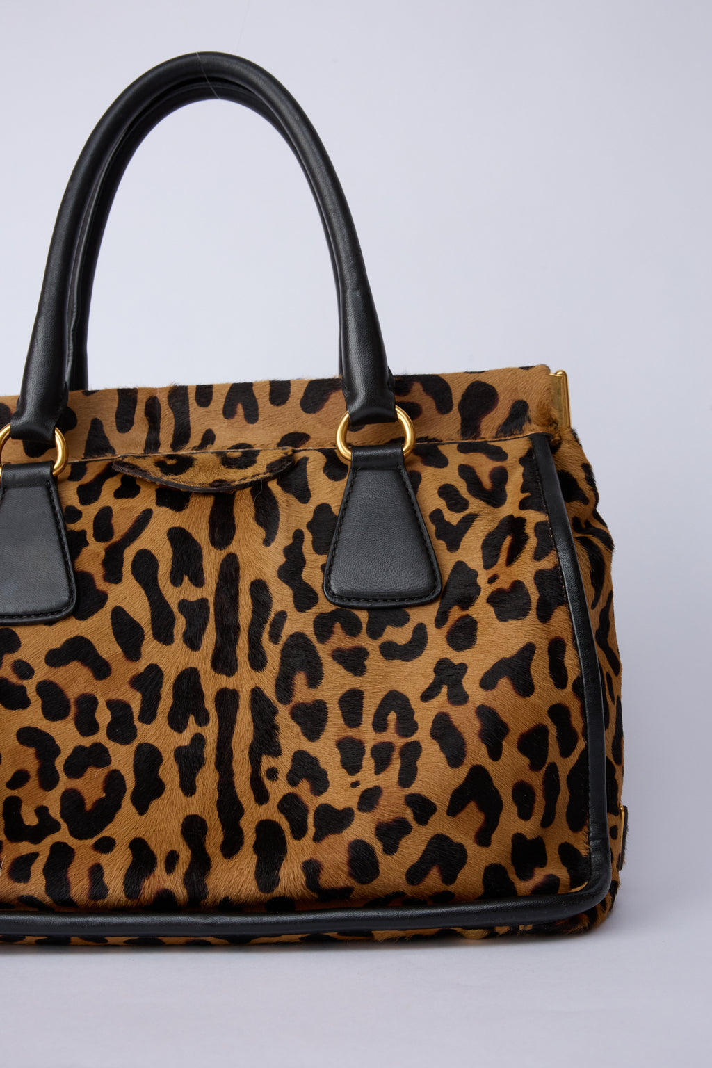 PRADA ANIMAL-PRINT PONY HAIR CAVALLINO TOP HANDLE BAG