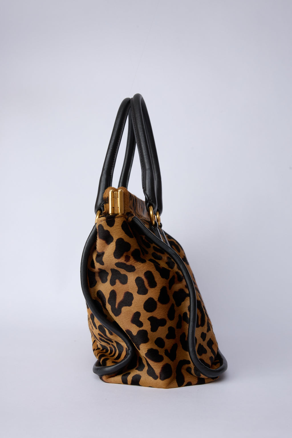 PRADA ANIMAL-PRINT PONY HAIR CAVALLINO TOP HANDLE BAG