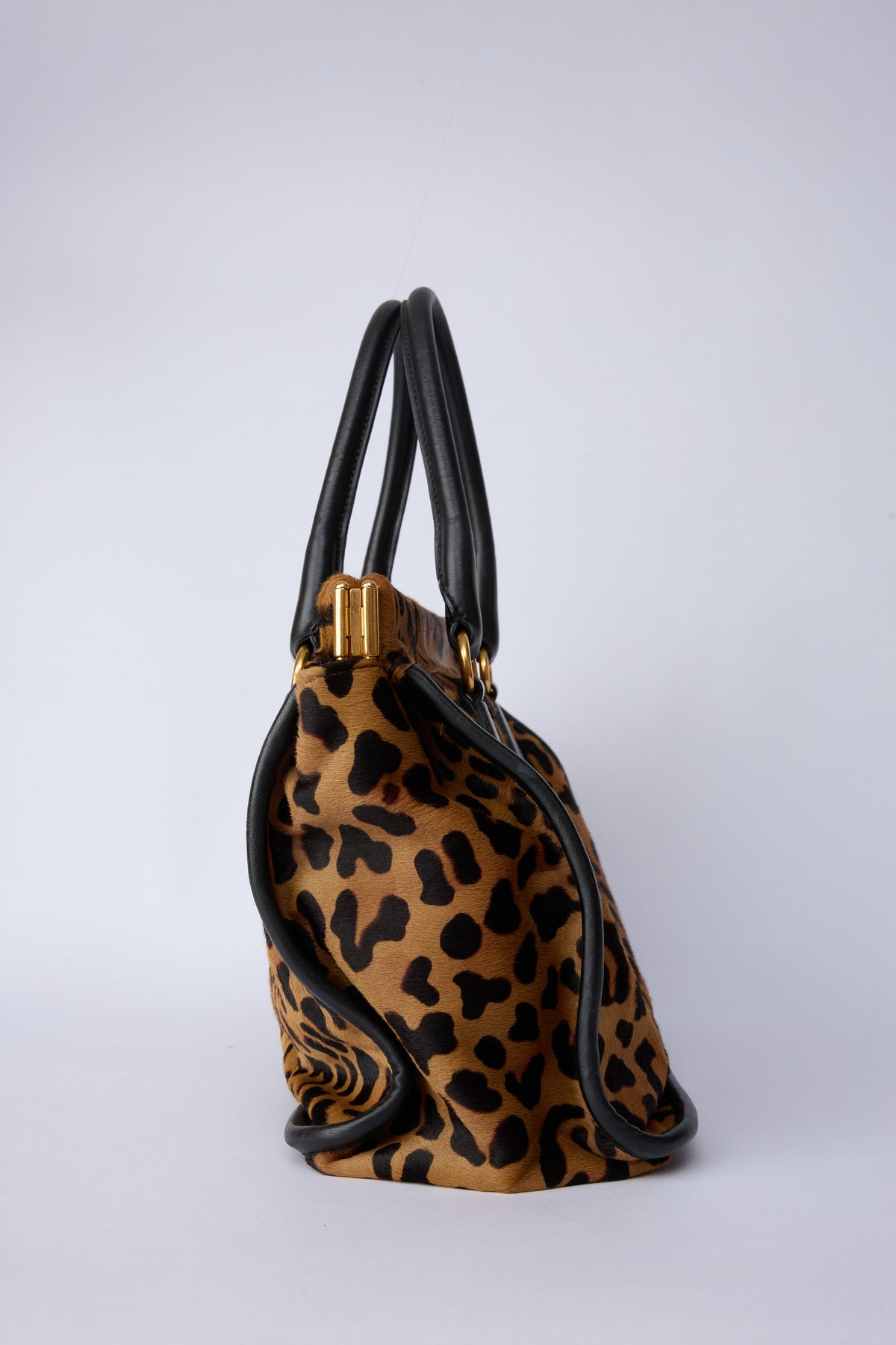 PRADA ANIMAL-PRINT PONY HAIR CAVALLINO TOP HANDLE BAG