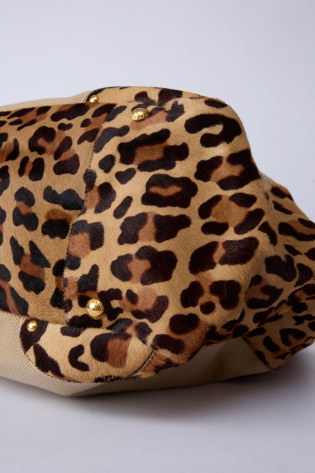 PRADA CANVAS & ANIMAL-PRINT PONY HAIR WORK BAG