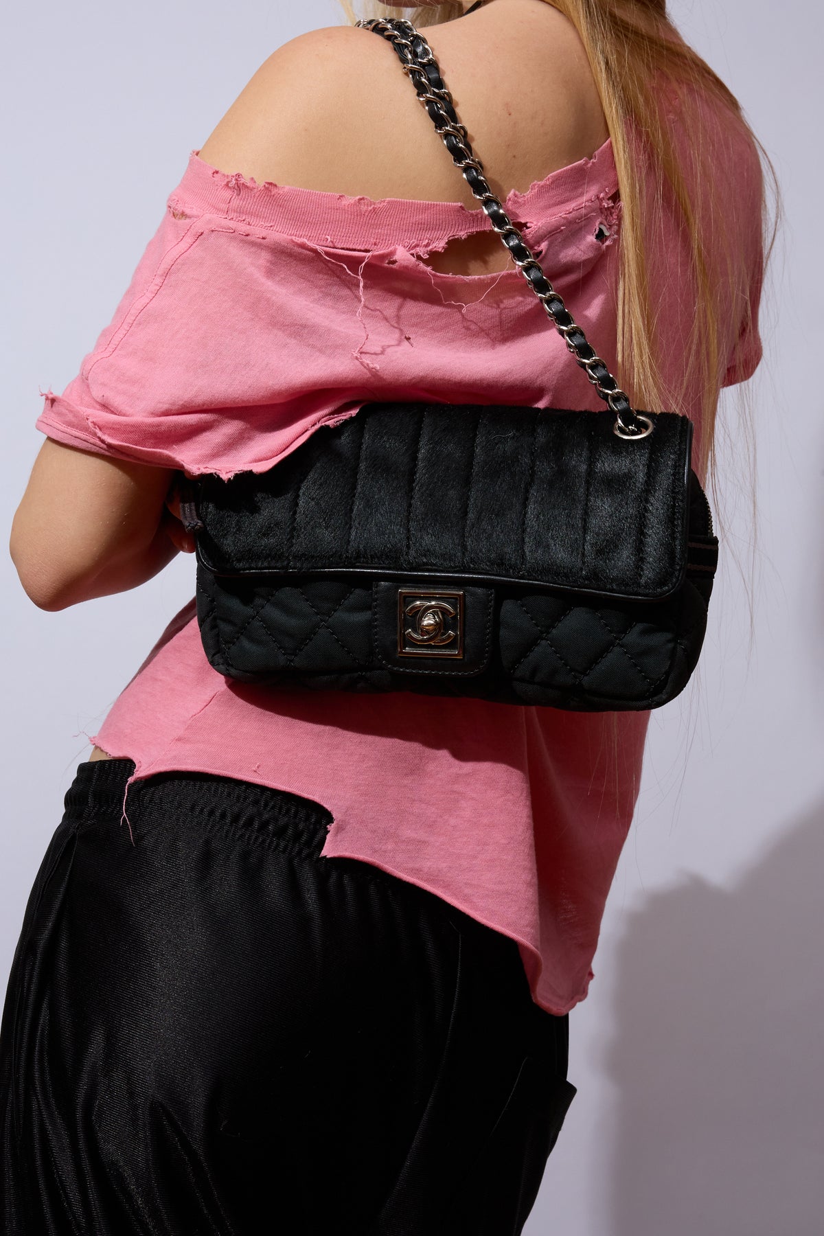 CHANEL NYLON & PONY HAIR SPORT FLAP