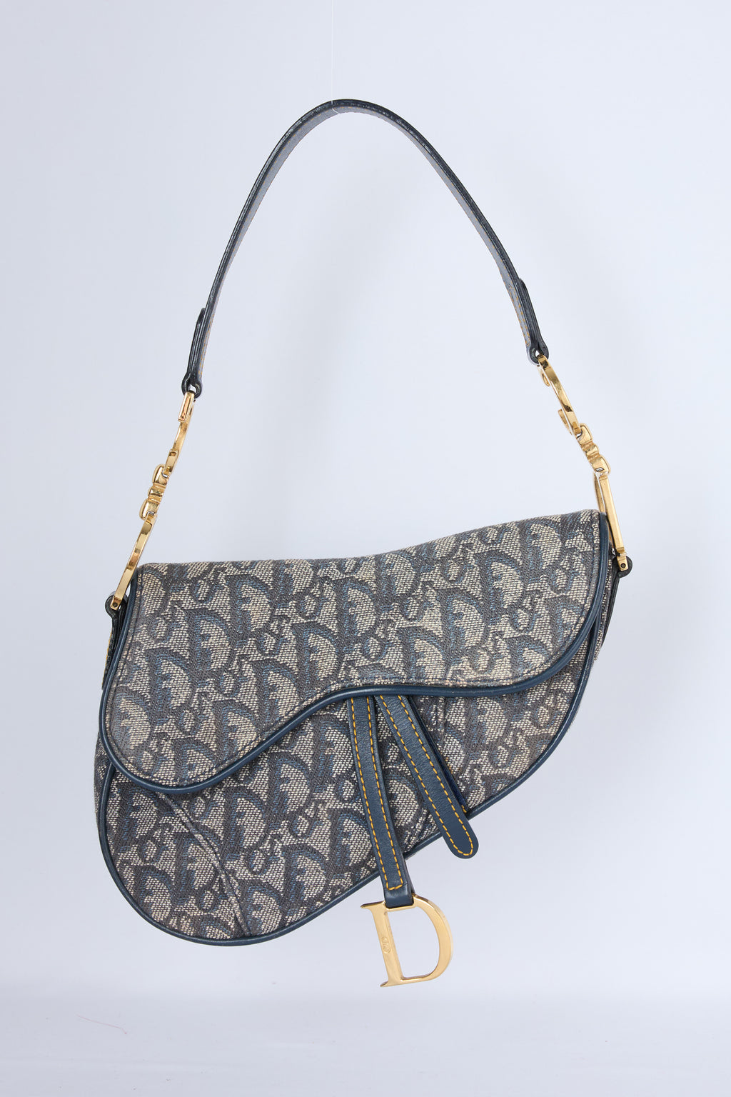 DIOR NAVY OBLIQUE JACQUARD CANVAS MINI SADDLE