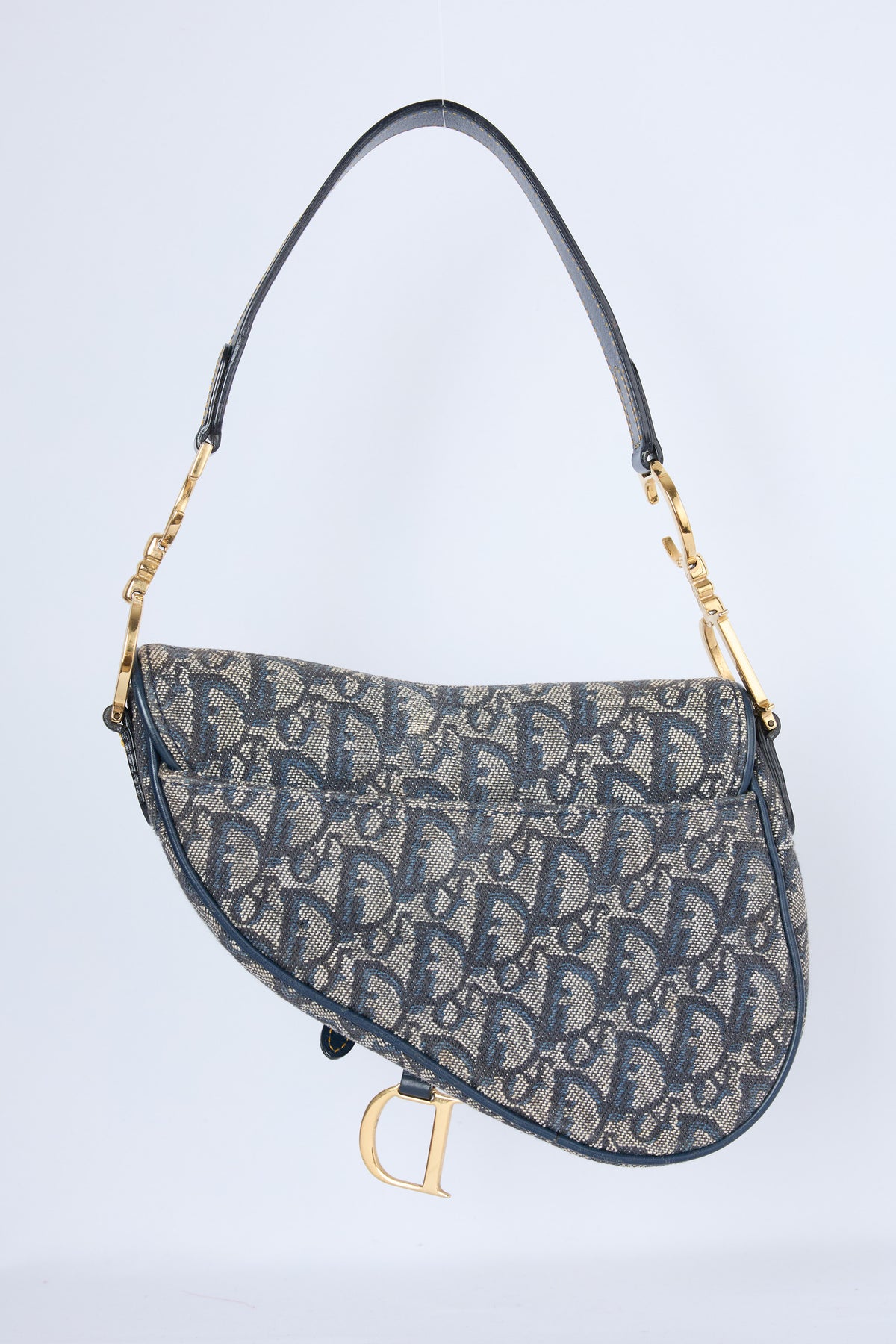 DIOR NAVY OBLIQUE JACQUARD CANVAS MINI SADDLE
