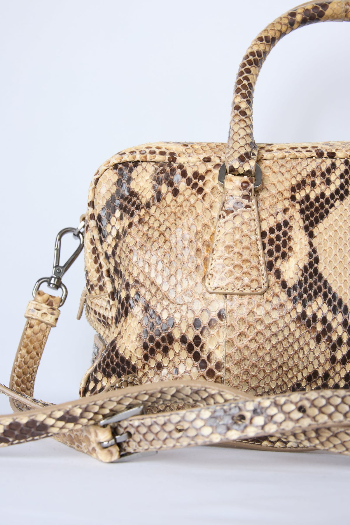 PRADA MINI PYTHON TOP HANDLE BOWLER