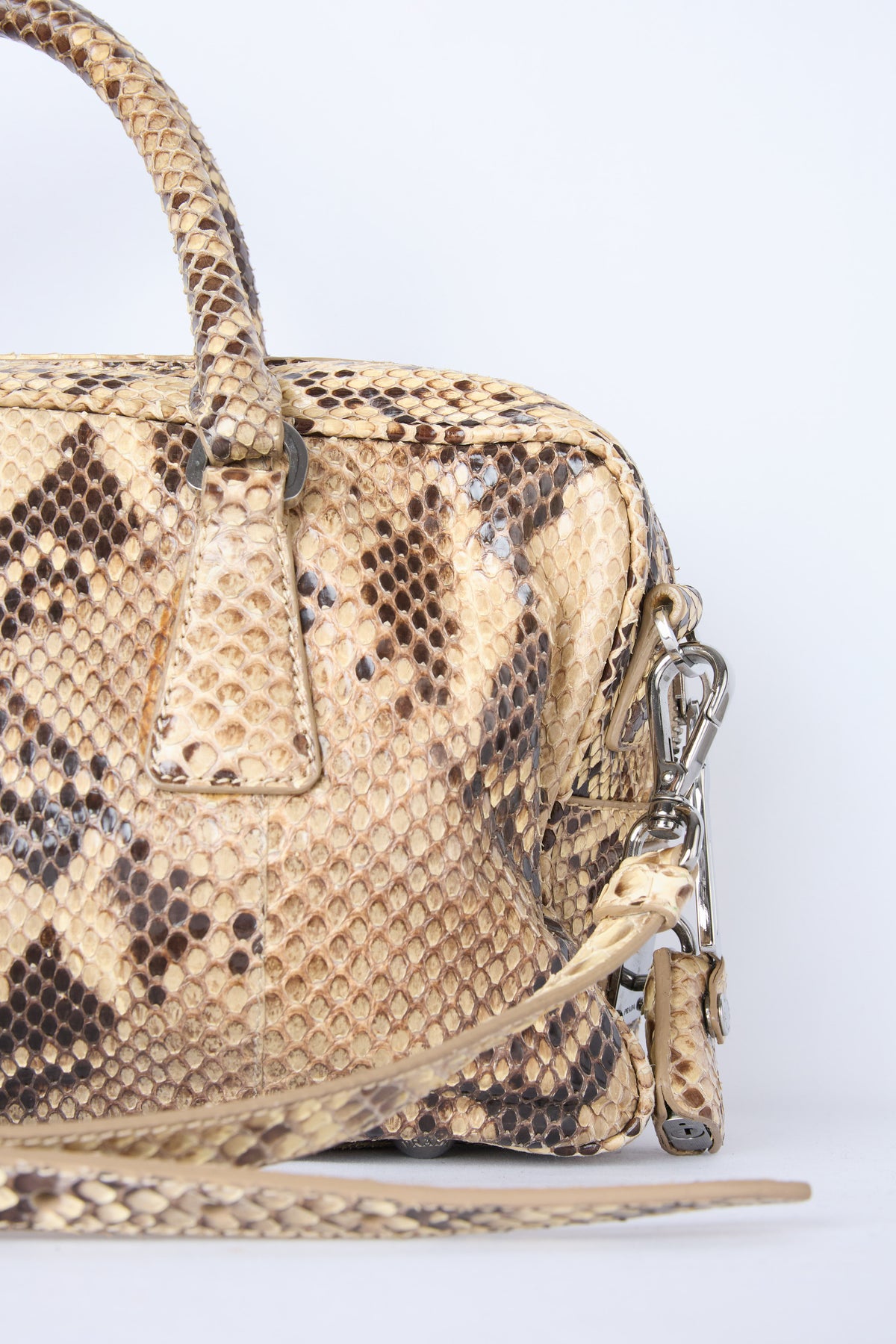 PRADA MINI PYTHON TOP HANDLE BOWLER