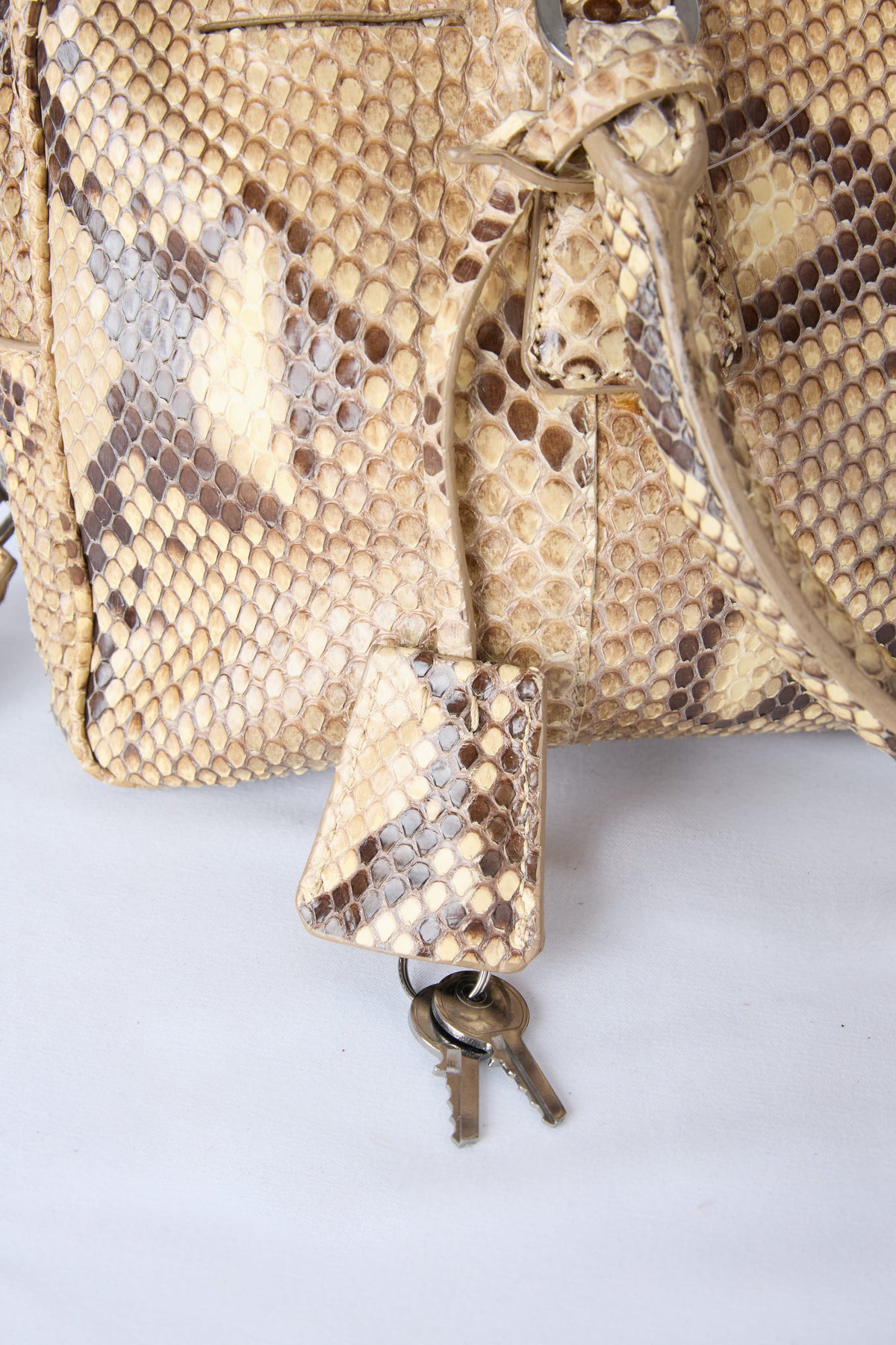 PRADA MINI PYTHON TOP HANDLE BOWLER