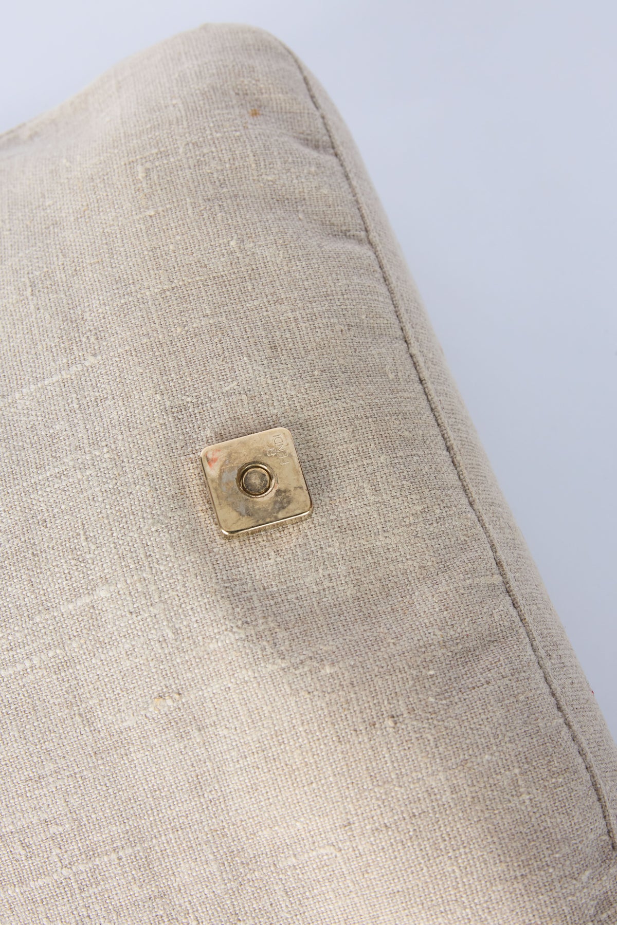 FENDI LINEN FLORAL EMBROIDERED BAGUETTE