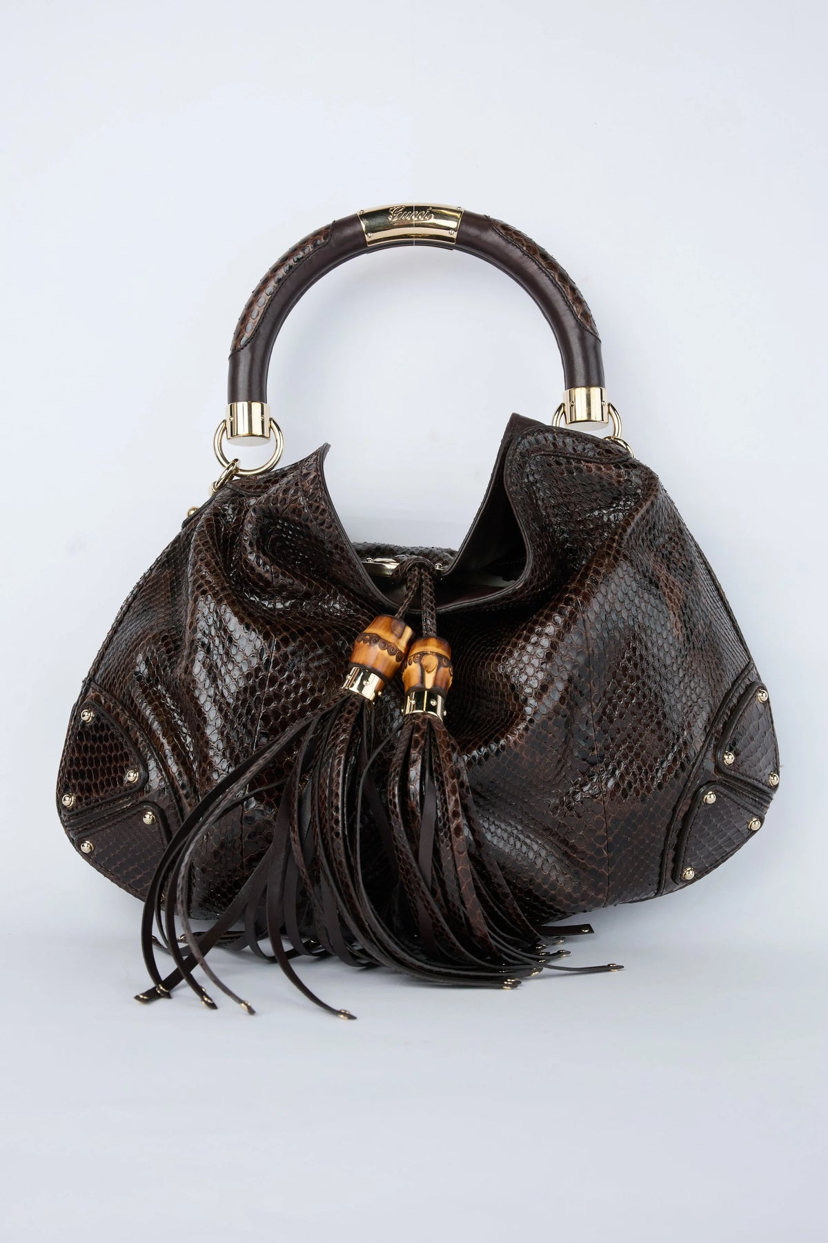 GUCCI BROWN PYTHON INDY HOBO