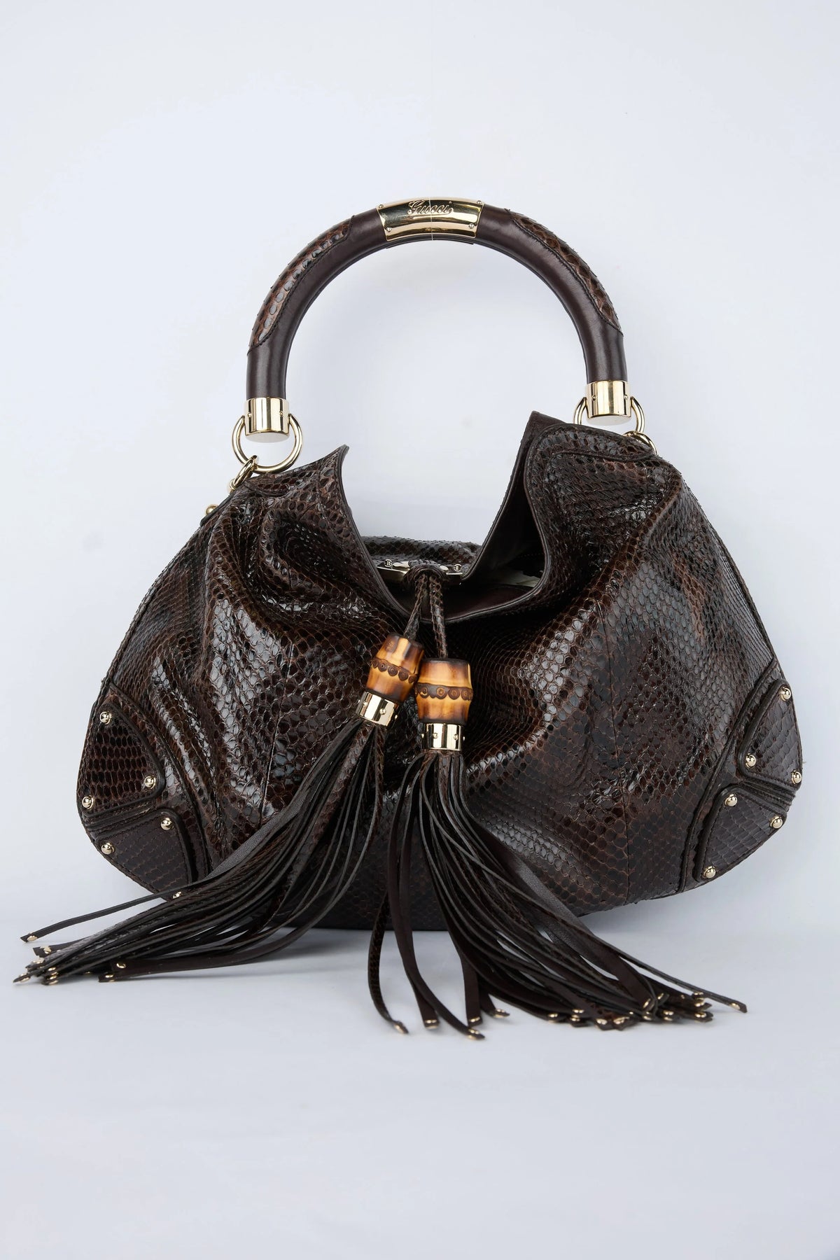 GUCCI BROWN PYTHON INDY HOBO
